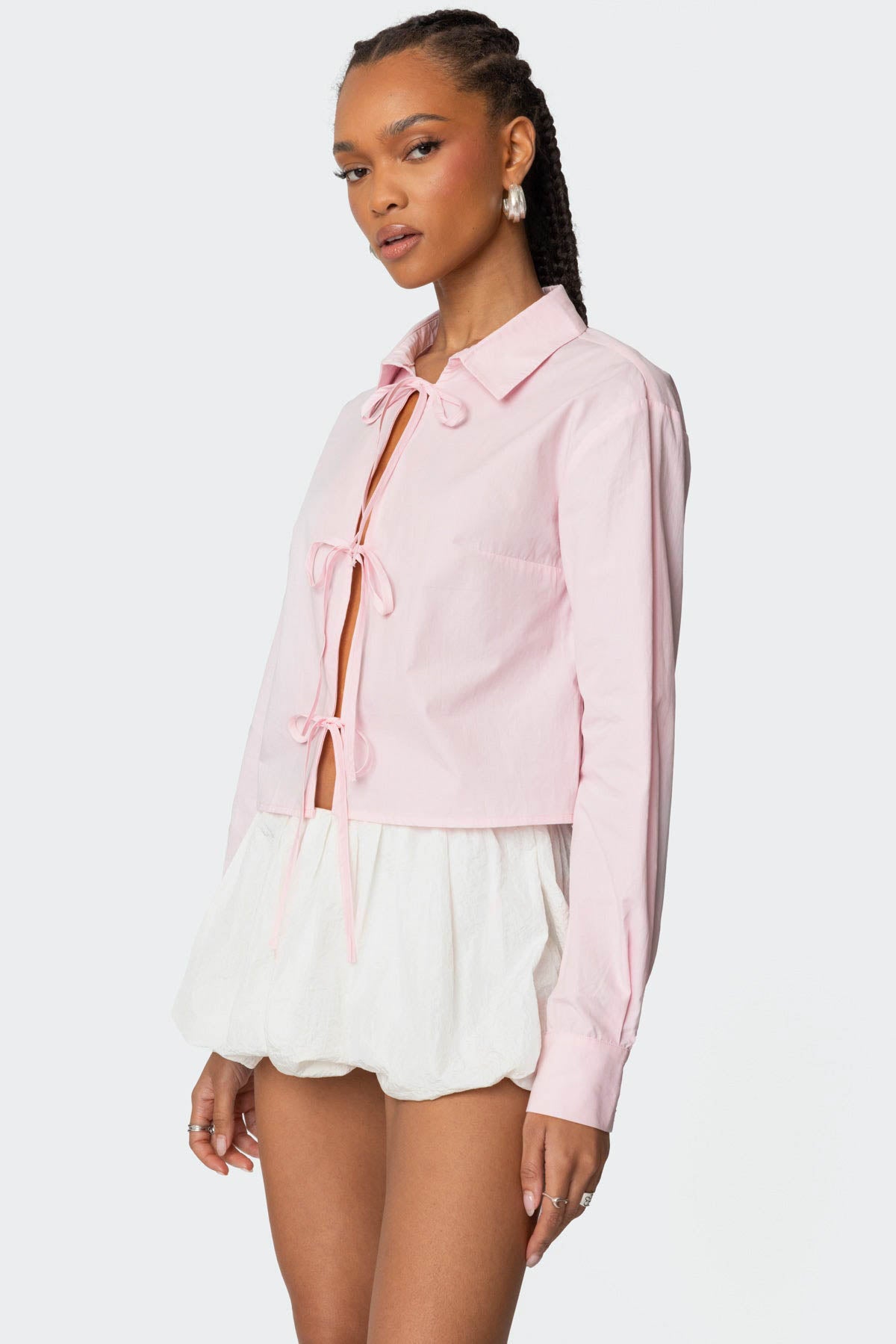 Melrose Tie Front Collared Top-Milans Time