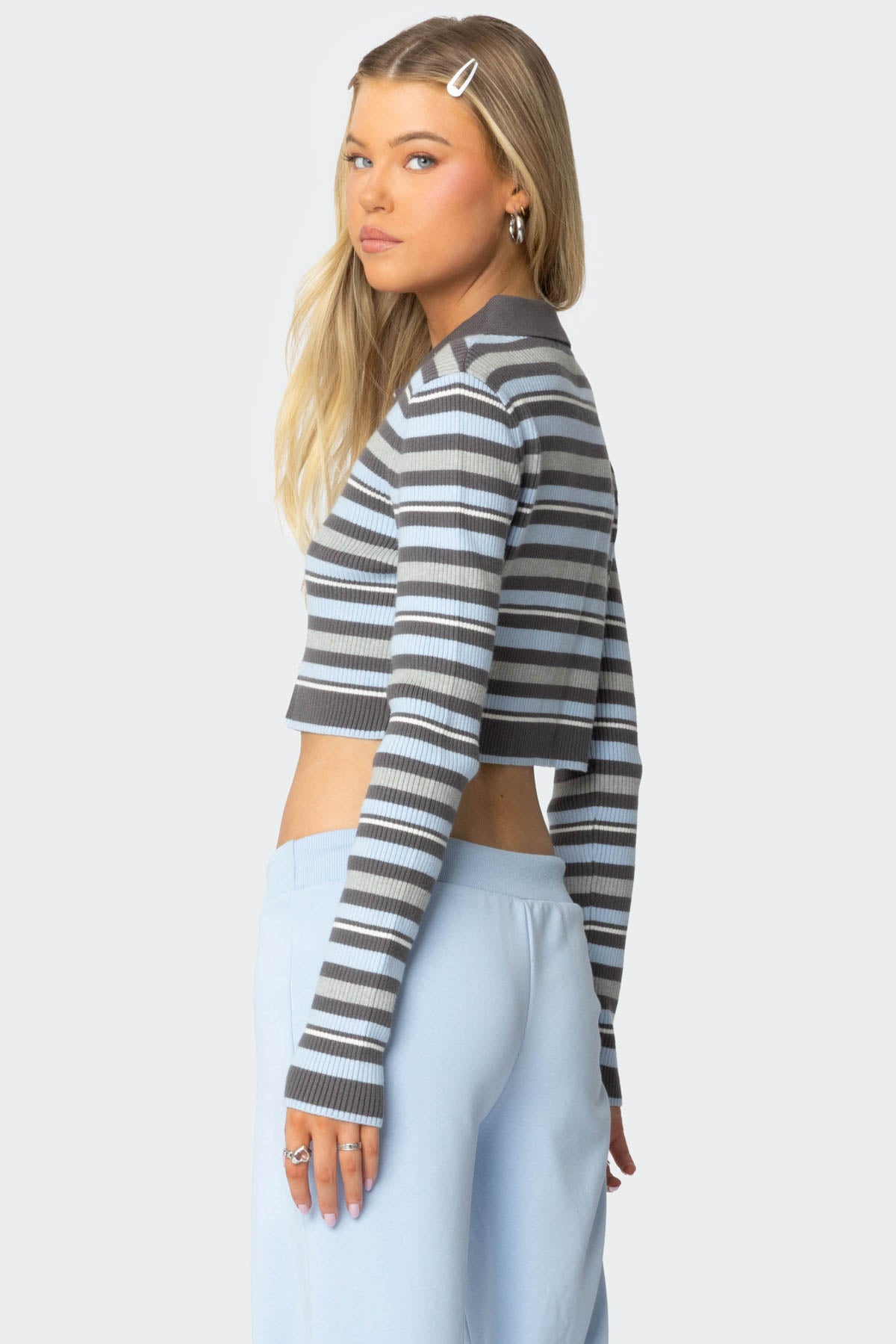 Giulia Stripey Ribbed Knit Top-Milans Time
