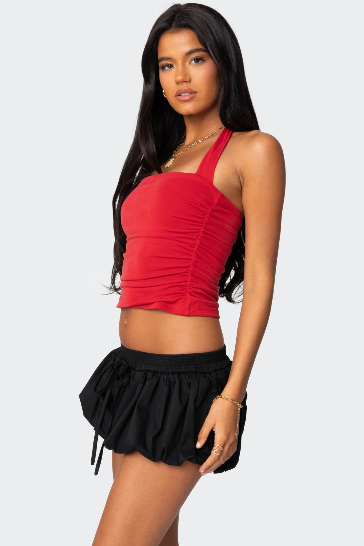 Nyrah Straight Neck Halter Top-Milans Time