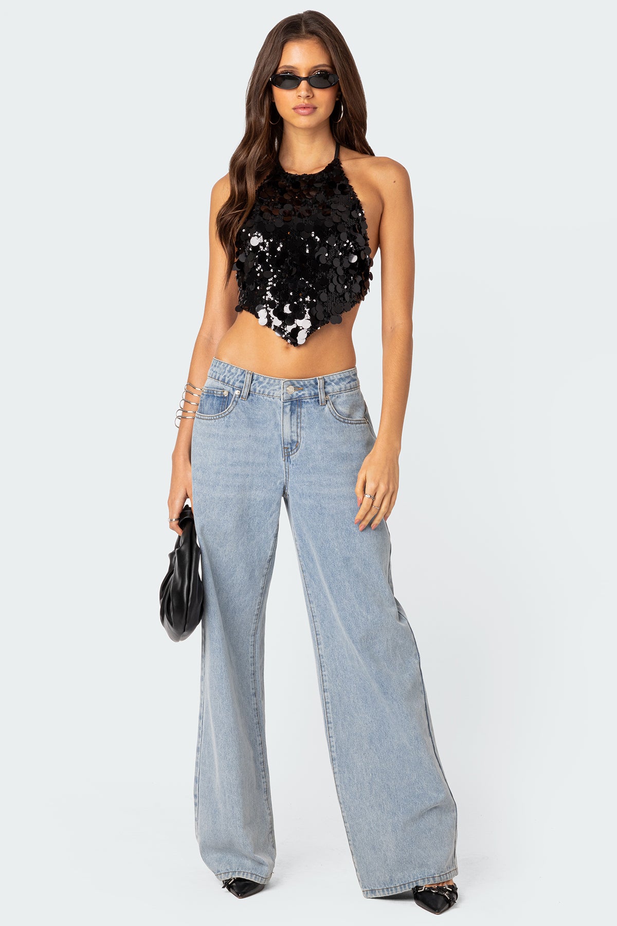 Caelia Sequin Open Back Top-Milans Time