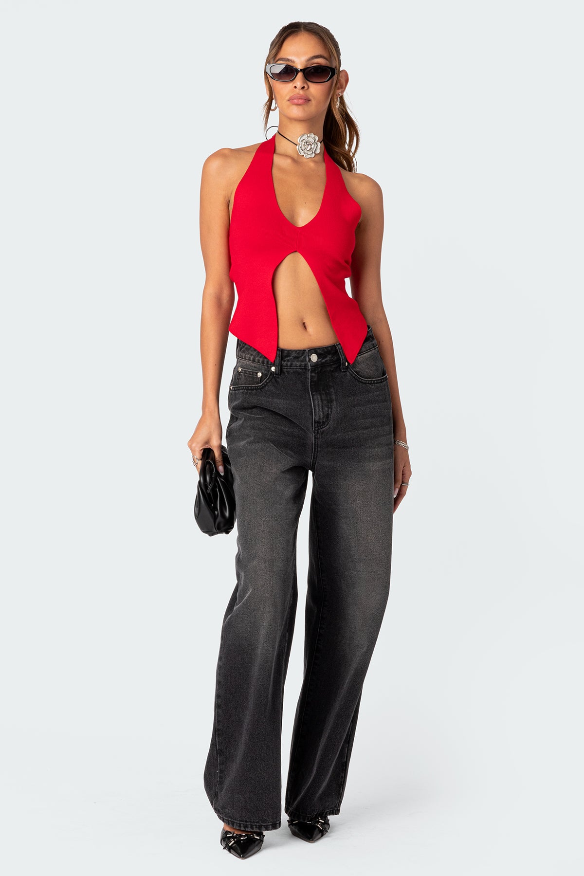 Sculpt Knitted Split Front Top-Milans Time