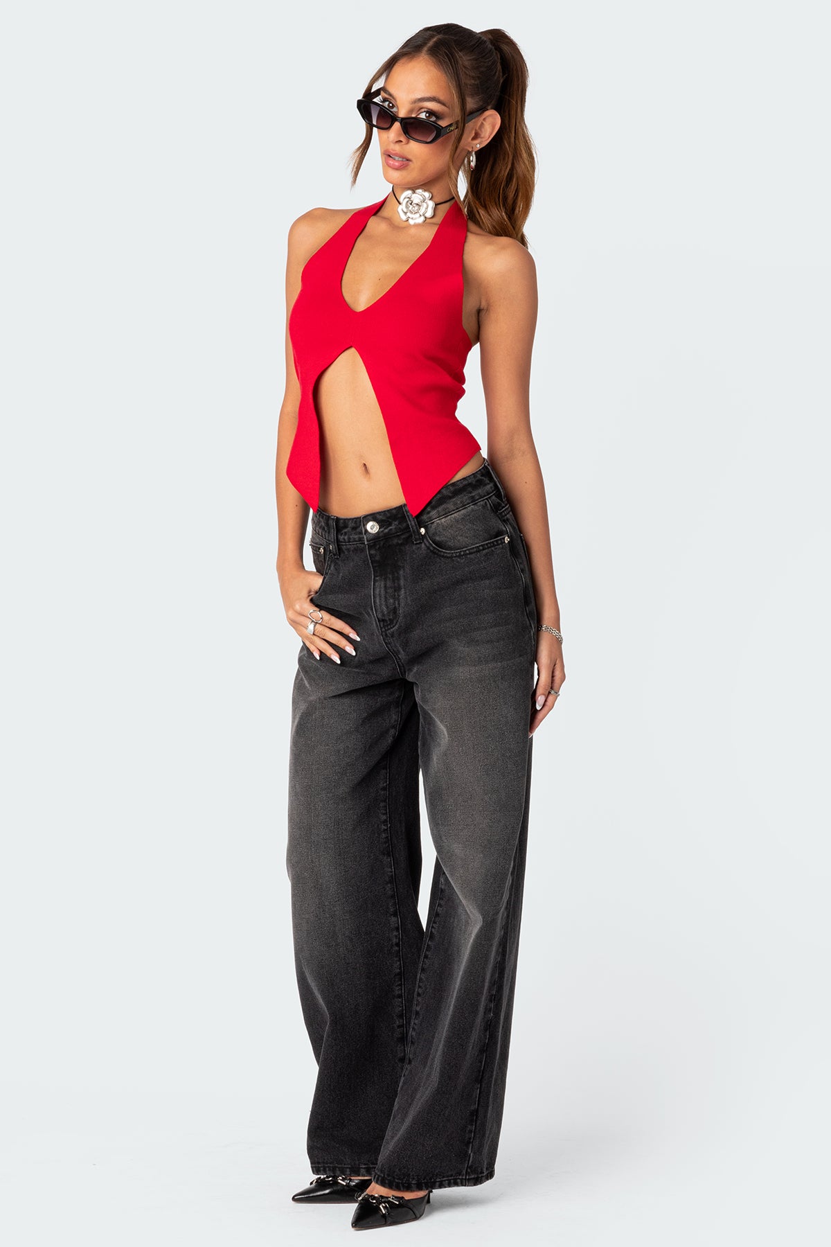 Sculpt Knitted Split Front Top-Milans Time