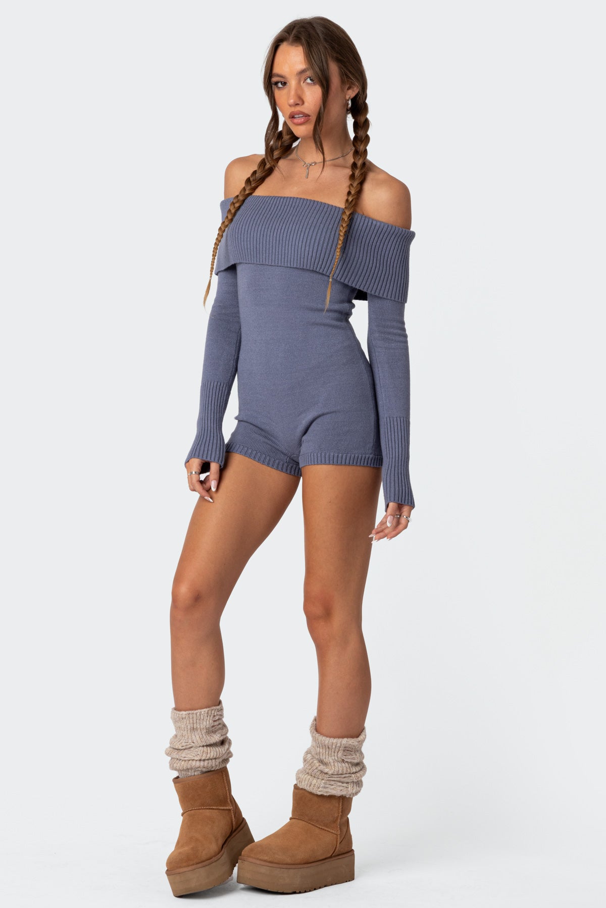 Pandorah Off Shoulder Knitted Romper-Milans Time