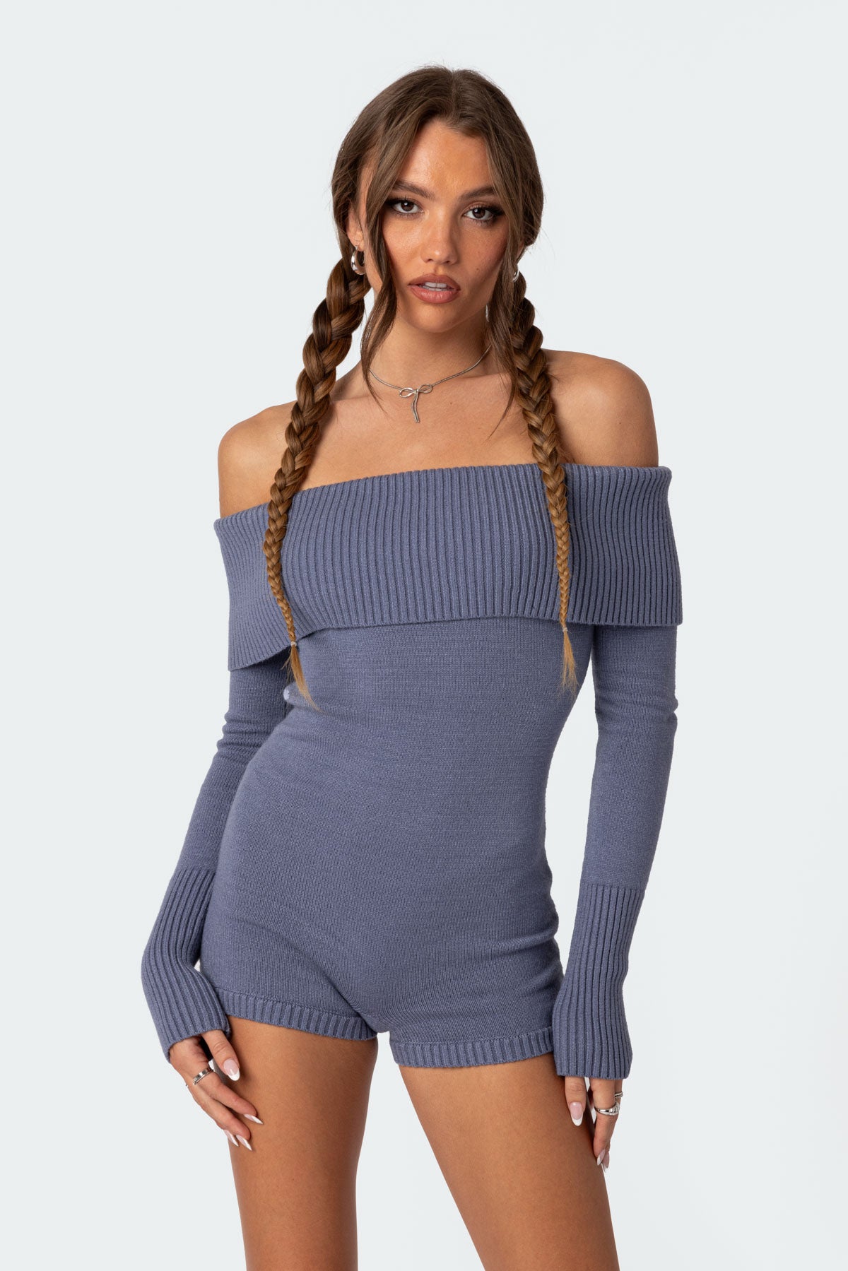 Pandorah Off Shoulder Knitted Romper-Milans Time