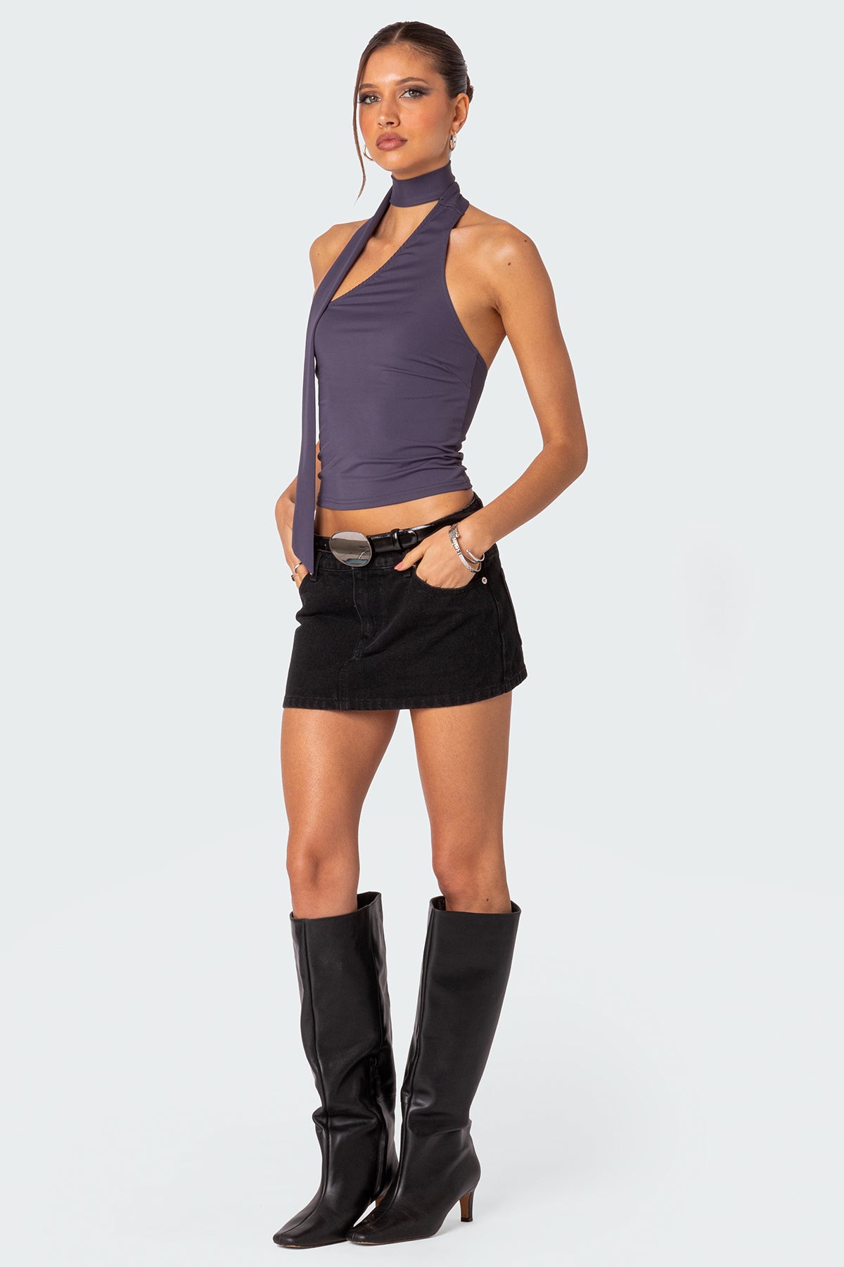 Melony Asymmetric Scarf Top-Milans Time