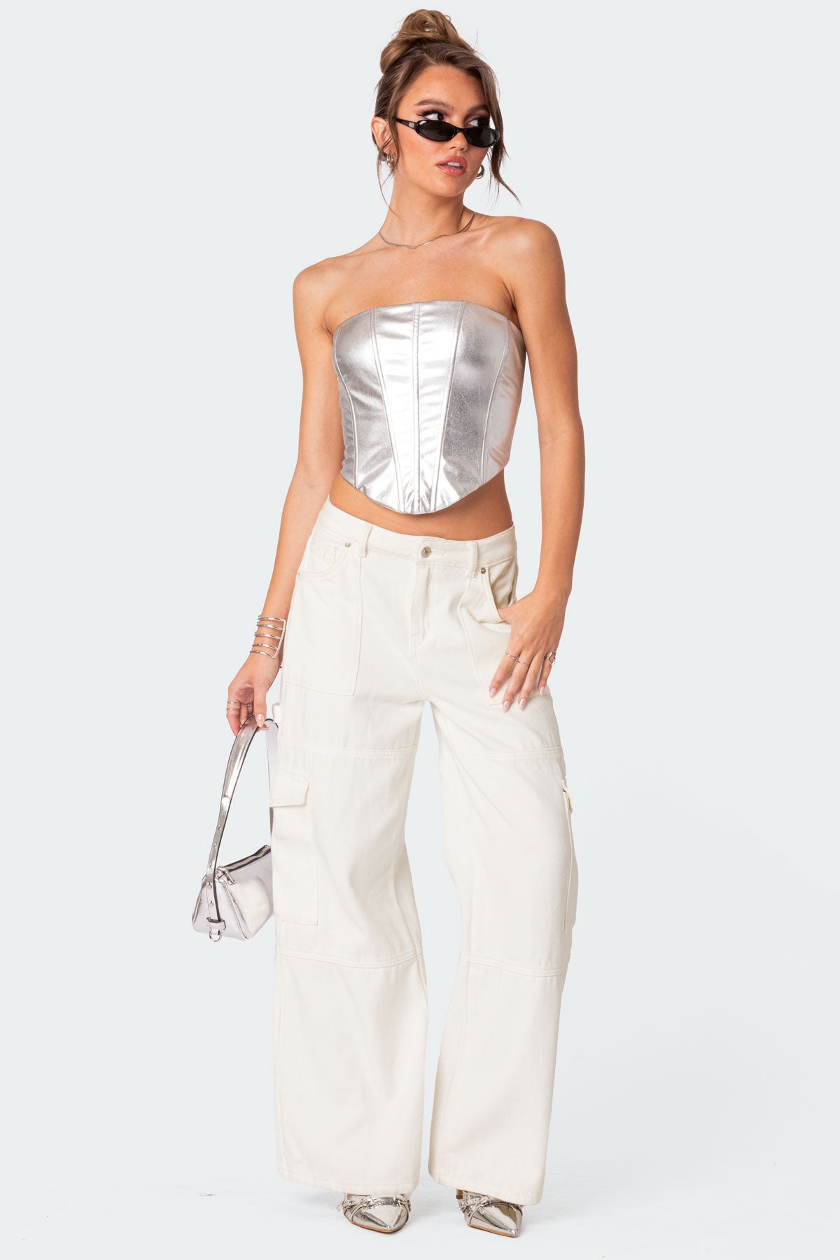 Mabel Metallic Faux Leather Corset-Milans Time