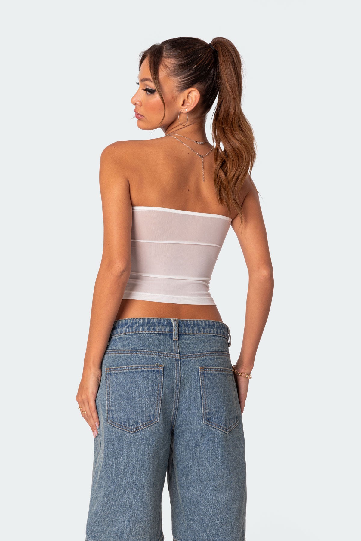 Celestia Sheer Mesh Tube Top-Milans Time