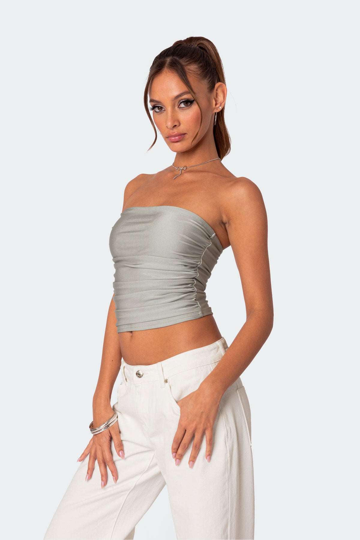 Maxeen Shiny Gathered Tube Top-Milans Time
