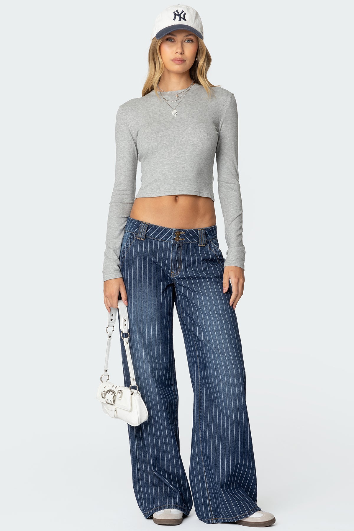 Cory Striped Low Rise Baggy Jeans-Milans Time