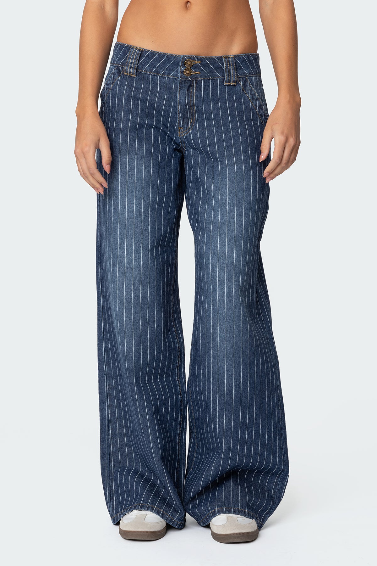 Cory Striped Low Rise Baggy Jeans-Milans Time
