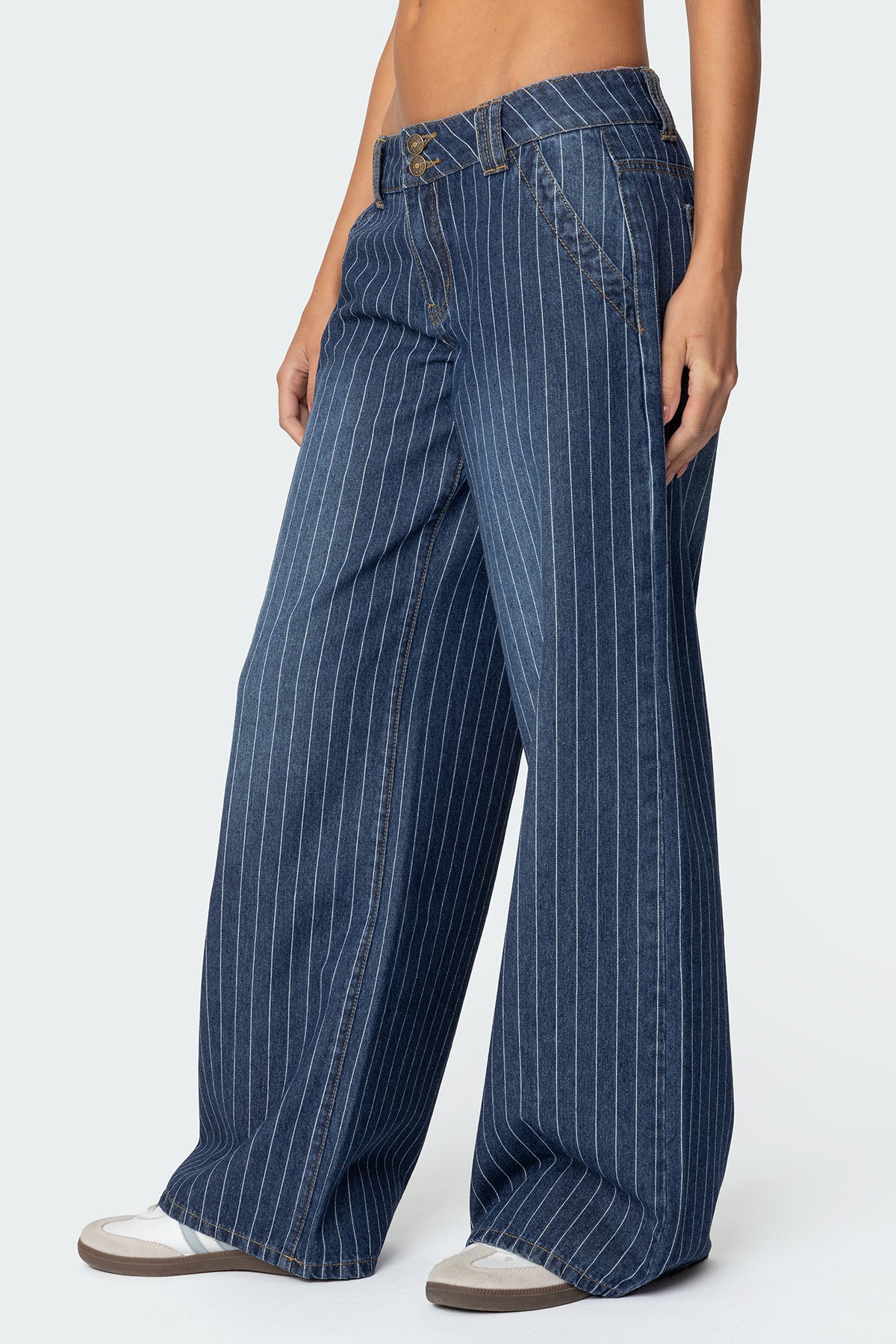 Cory Striped Low Rise Baggy Jeans-Milans Time