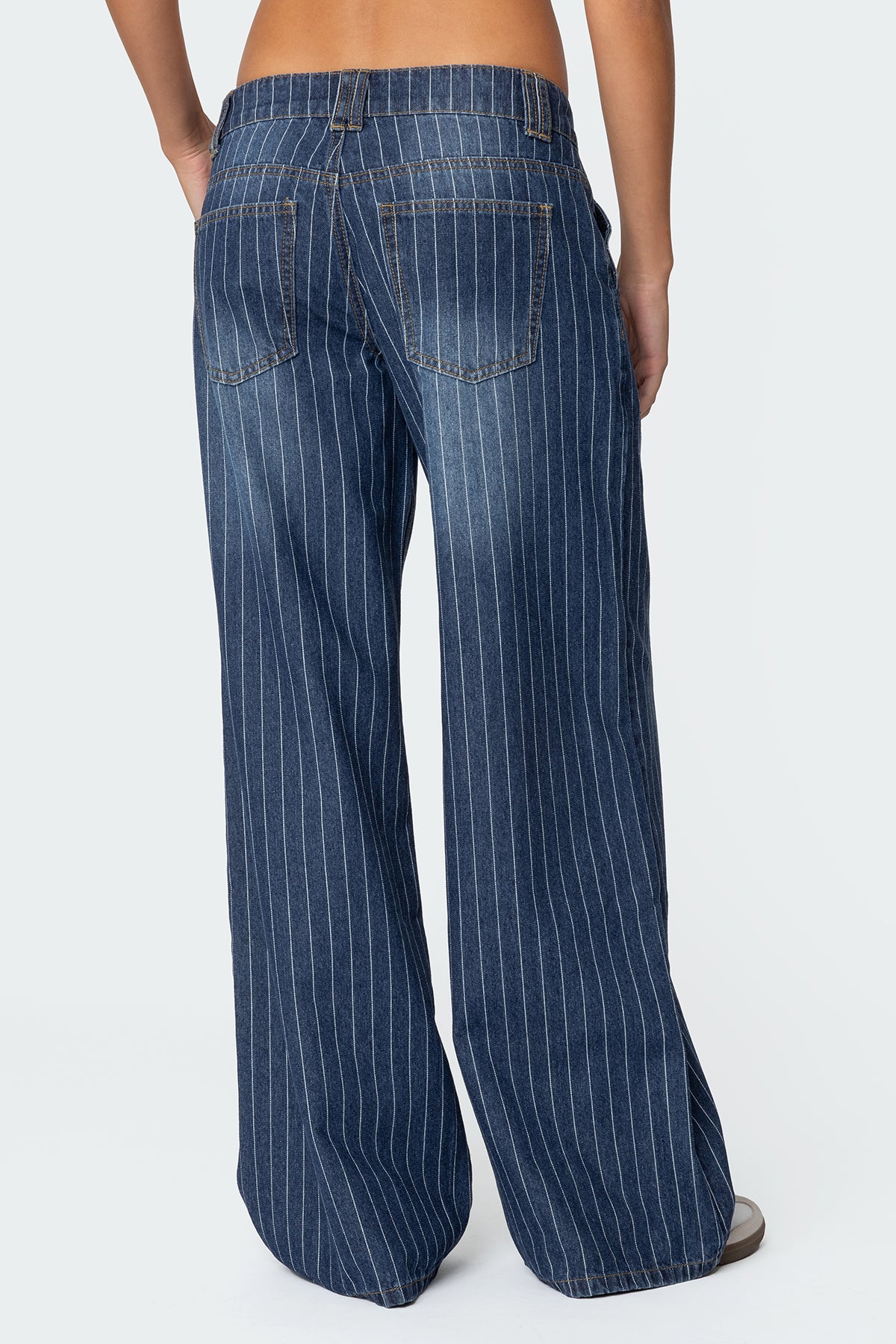 Cory Striped Low Rise Baggy Jeans-Milans Time