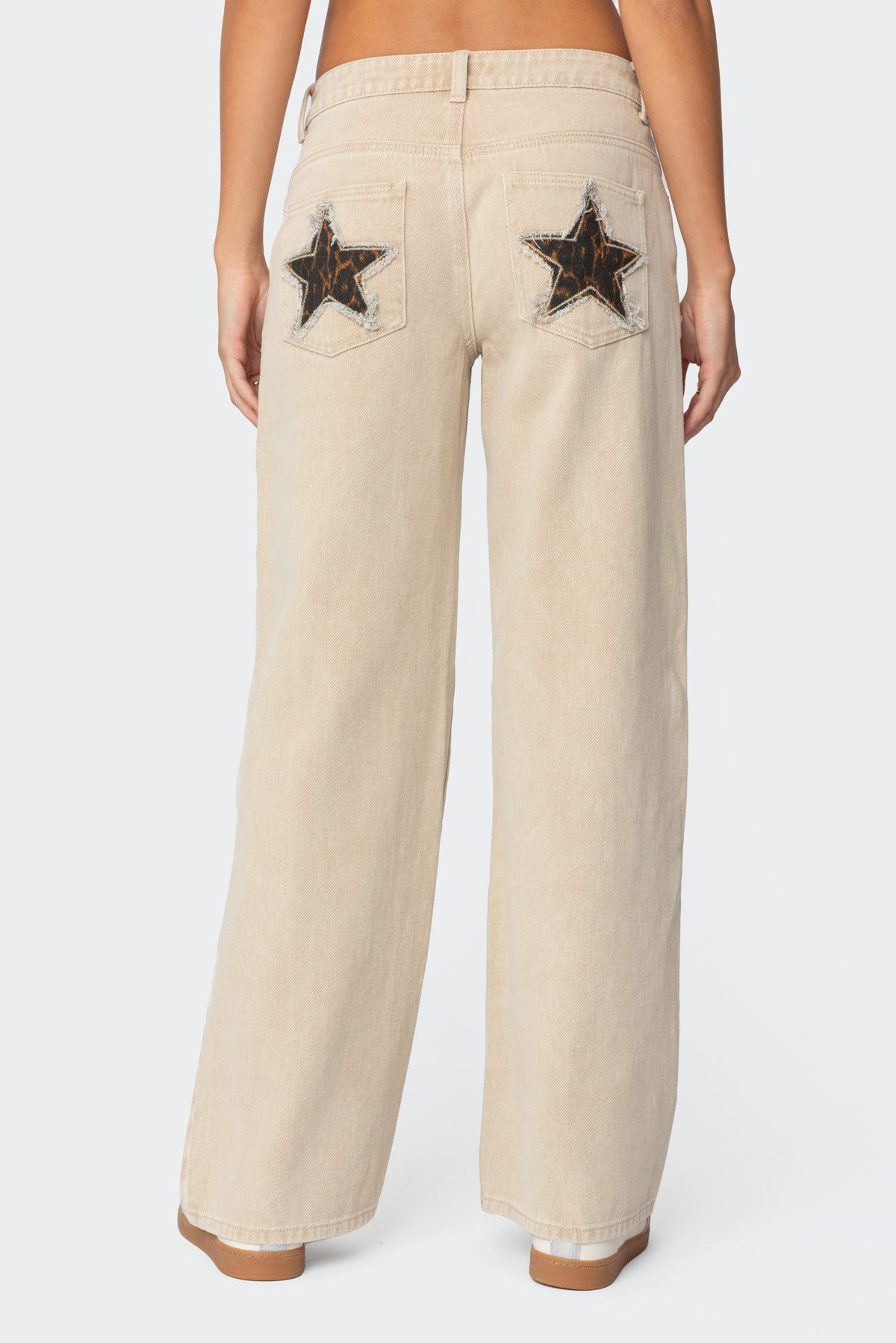 Leopard Star Low Rise Baggy Jeans-Milans Time