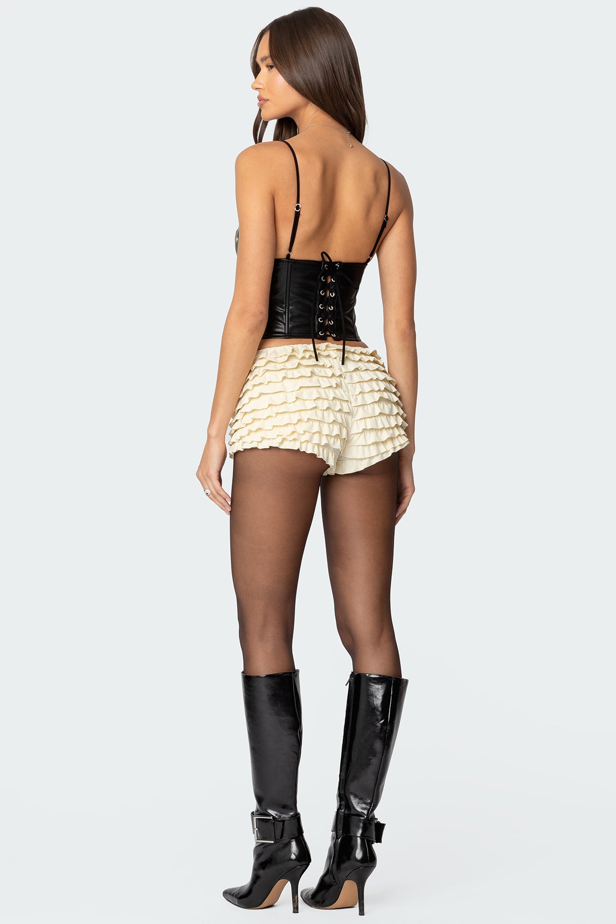 Studded Faux Leather Corset-Milans Time