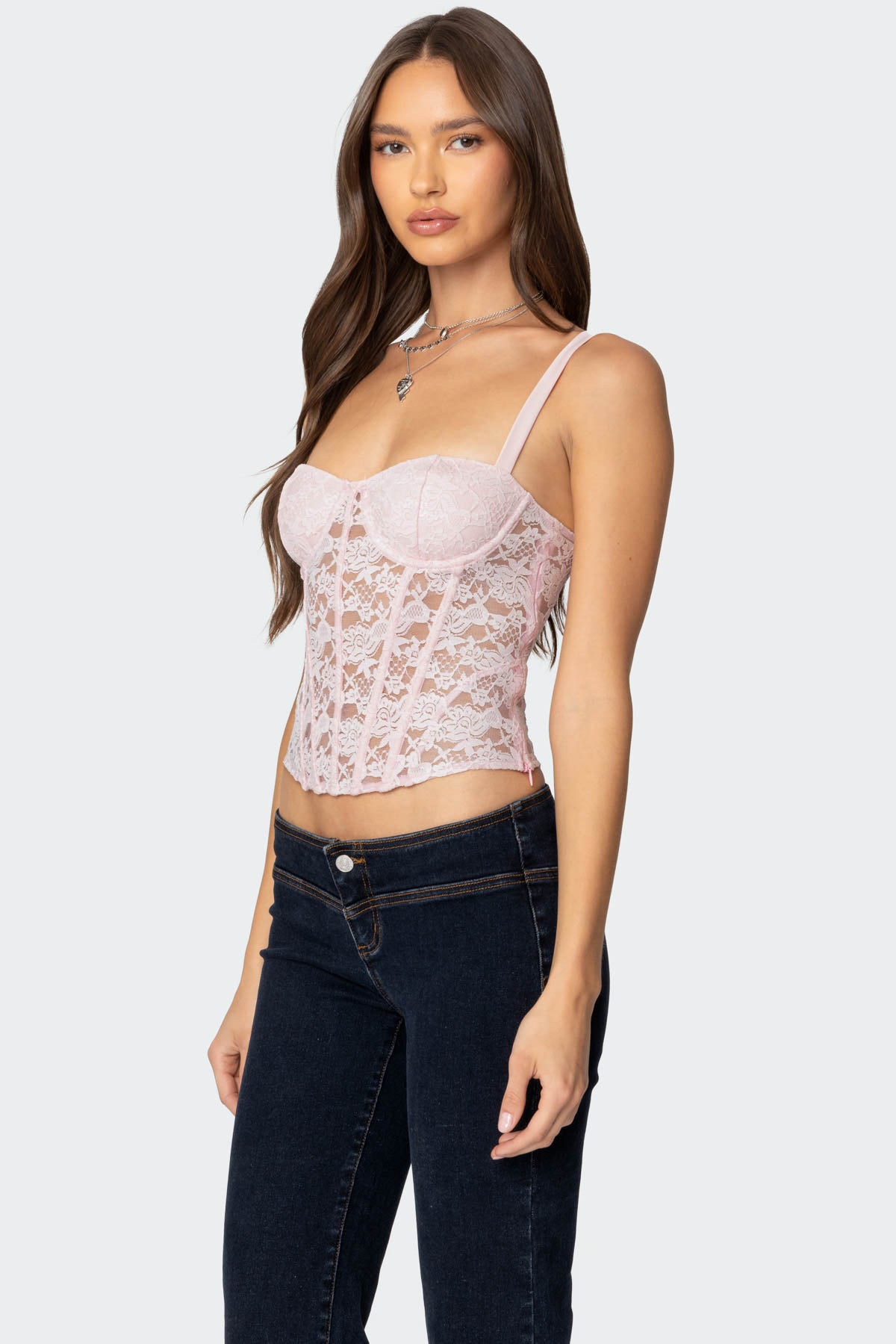 Drew Sheer Lace Cupped Corset-Milans Time