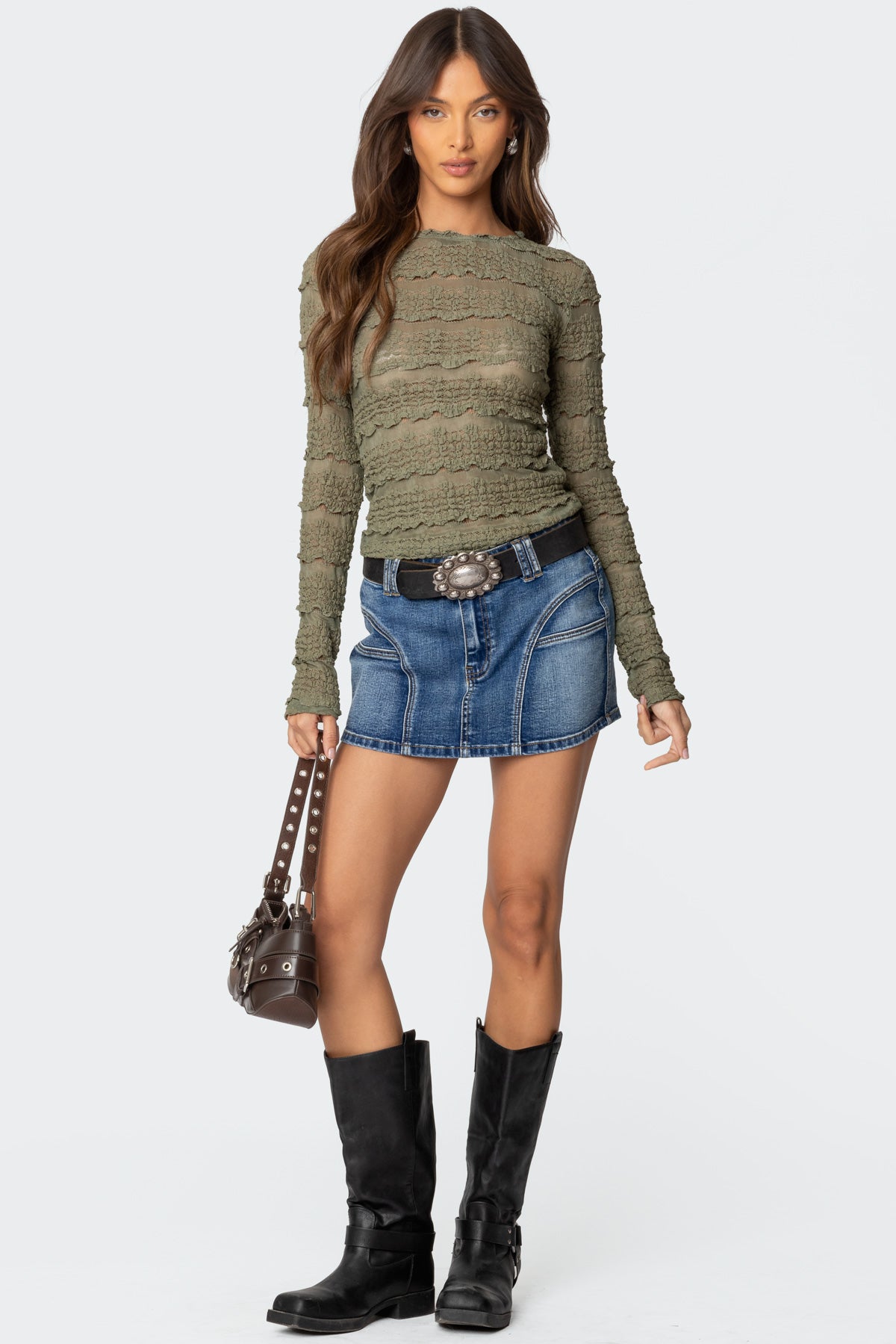 Daisey Textured Sheer Lace Top-Milans Time