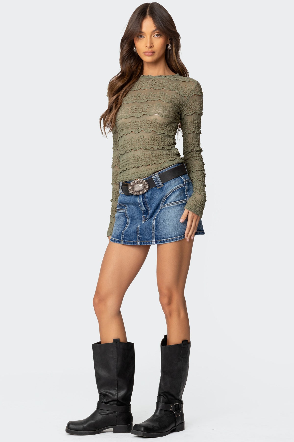 Daisey Textured Sheer Lace Top-Milans Time