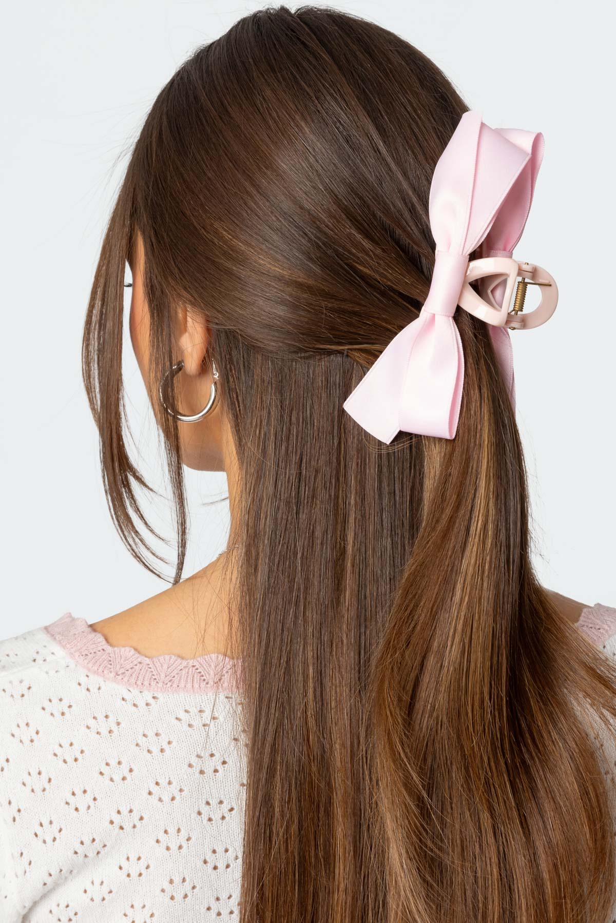 Satin Effect Bow Hair Clip-Milans Time