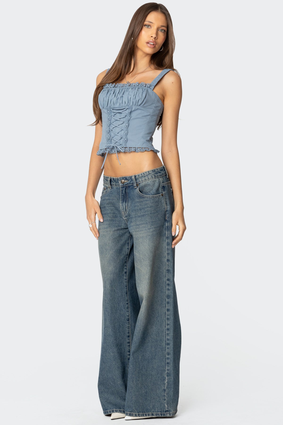 Juliet Ruched Lace Up Corset-Milans Time