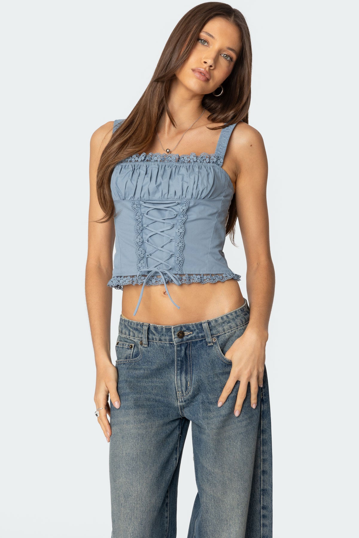 Juliet Ruched Lace Up Corset-Milans Time