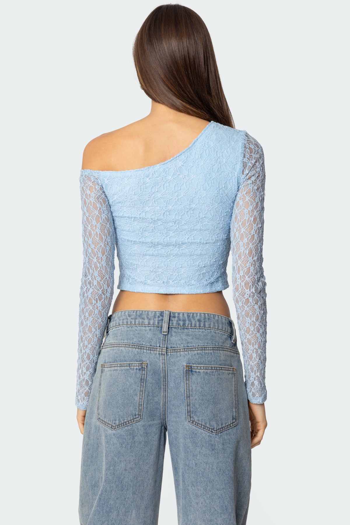 Fabia Asymmetric Textured Lace Top-Milans Time