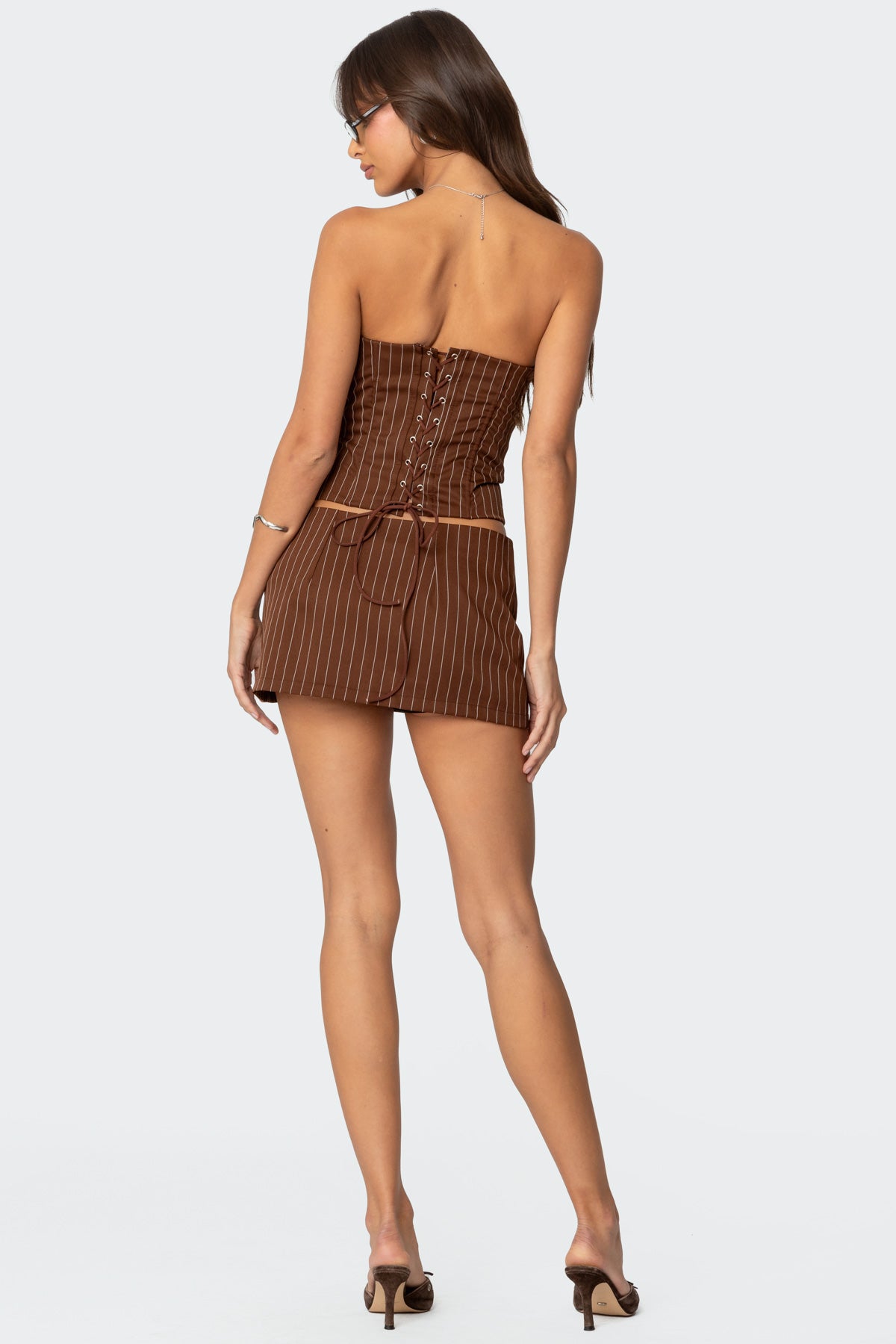 Jennifer Lace Up Pinstripe Corset-Milans Time