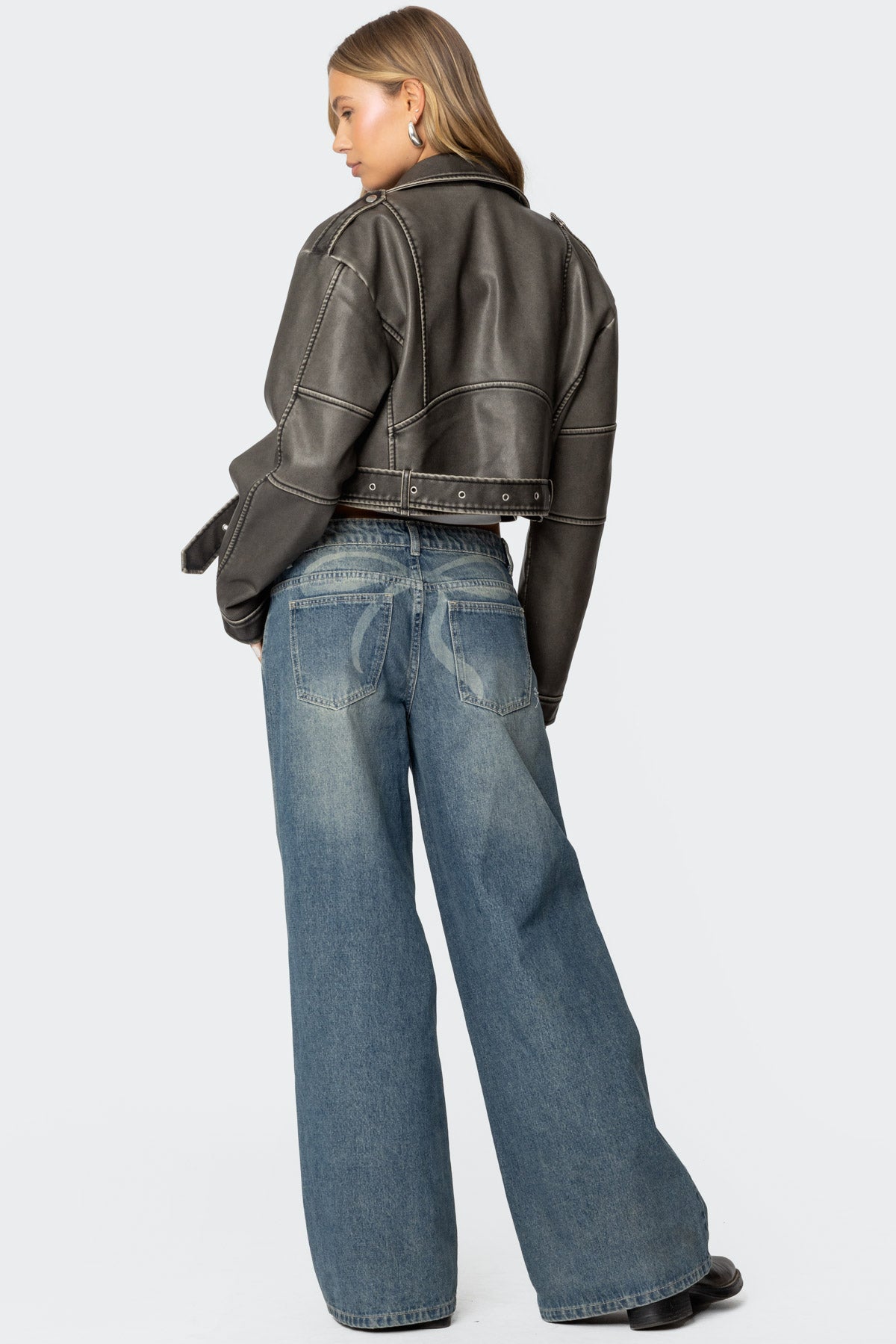 Washed Faux Leather Jacket-Milans Time