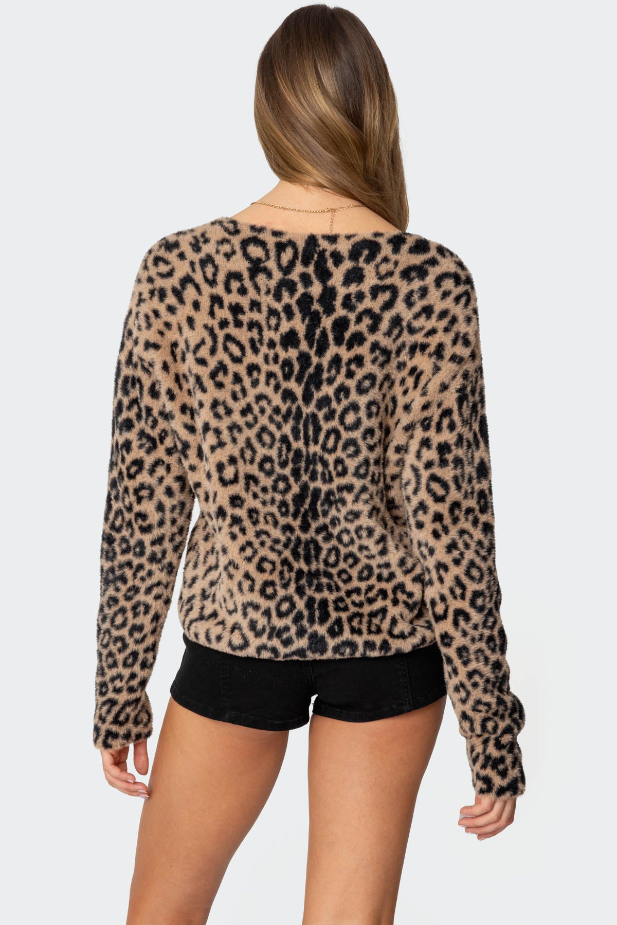 Leopard Printed V Neck Cardigan-Milans Time