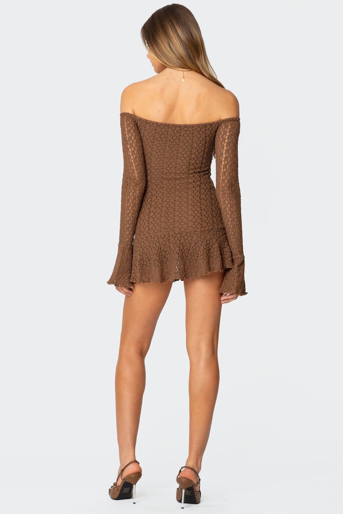 Mya Off Shoulder Textured Mini Dress-Milans Time