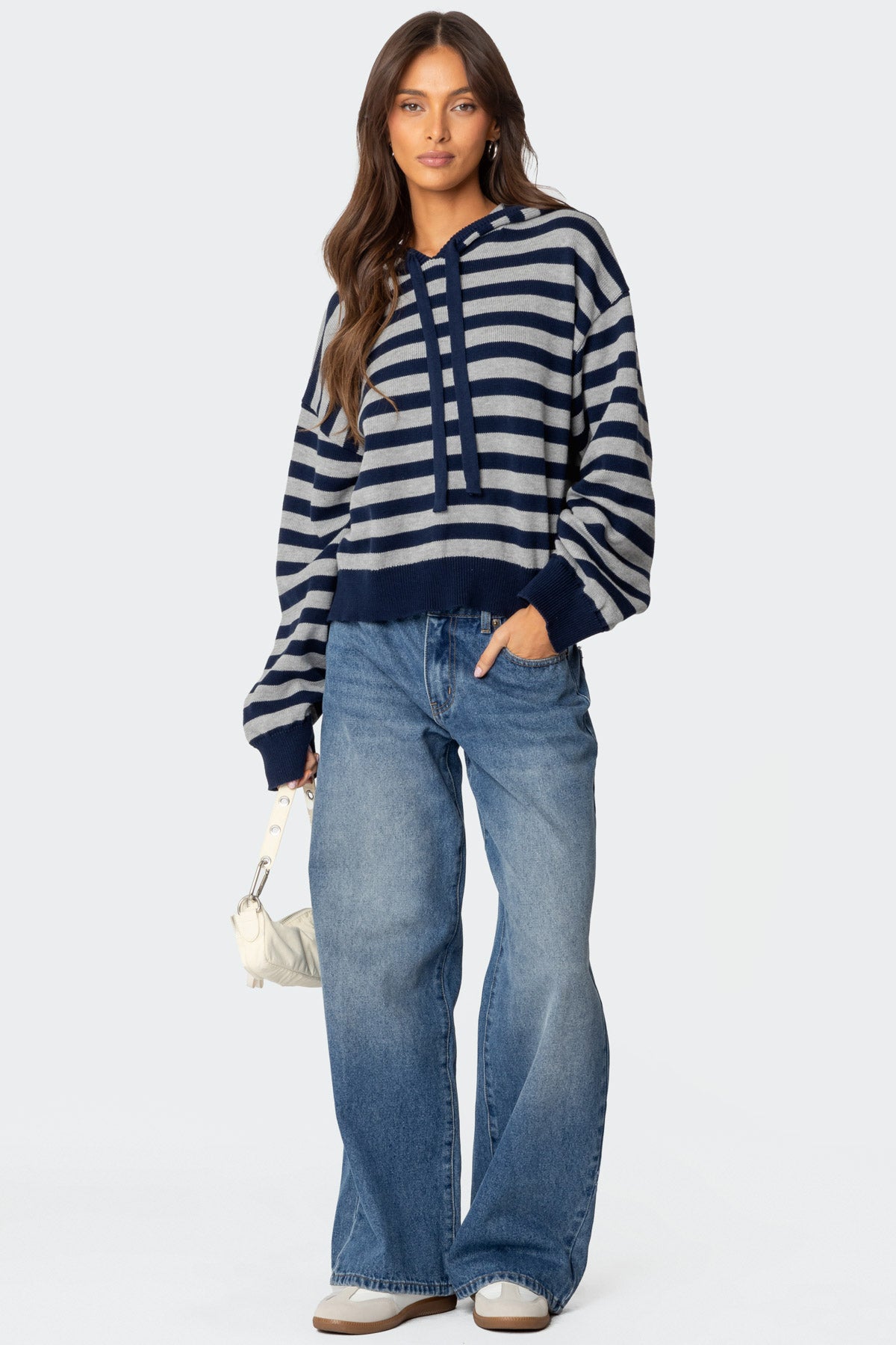 Striped Hooded Knit Sweater-Milans Time