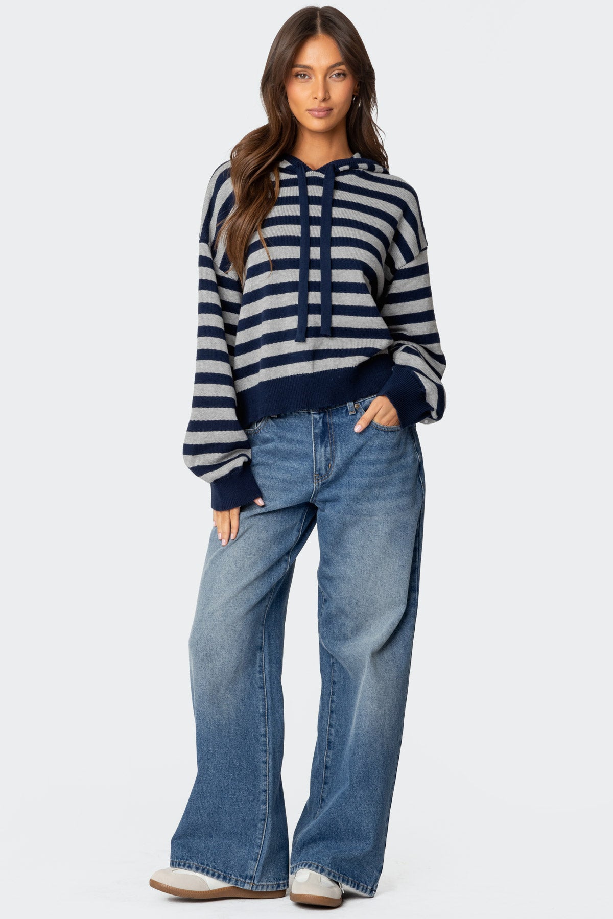Striped Hooded Knit Sweater-Milans Time