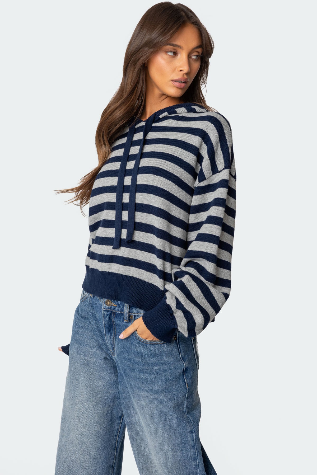 Striped Hooded Knit Sweater-Milans Time