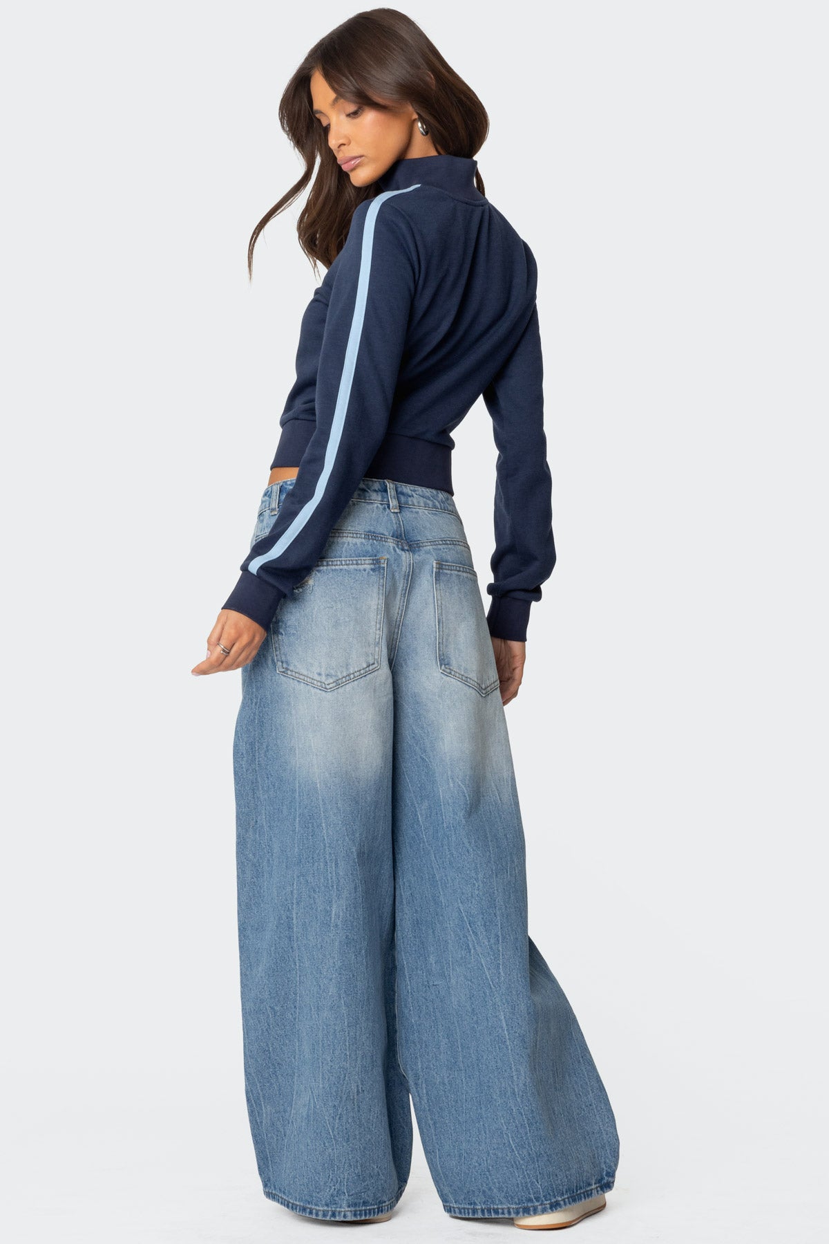 Distressed Low Rise Baggy Jeans-Milans Time