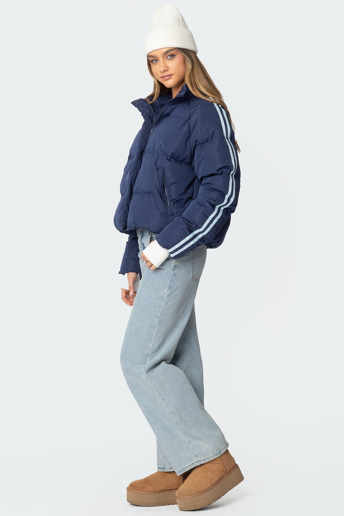 Sherry Side Striped Puffer Jacket-Milans Time