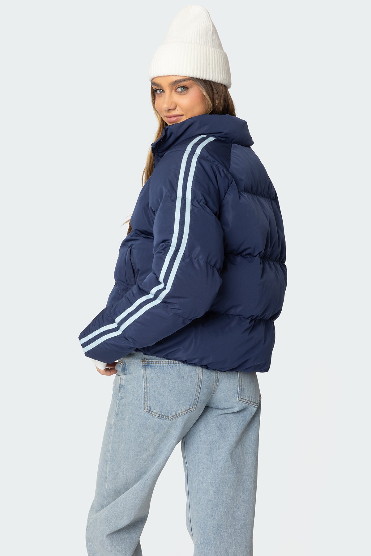 Sherry Side Striped Puffer Jacket-Milans Time