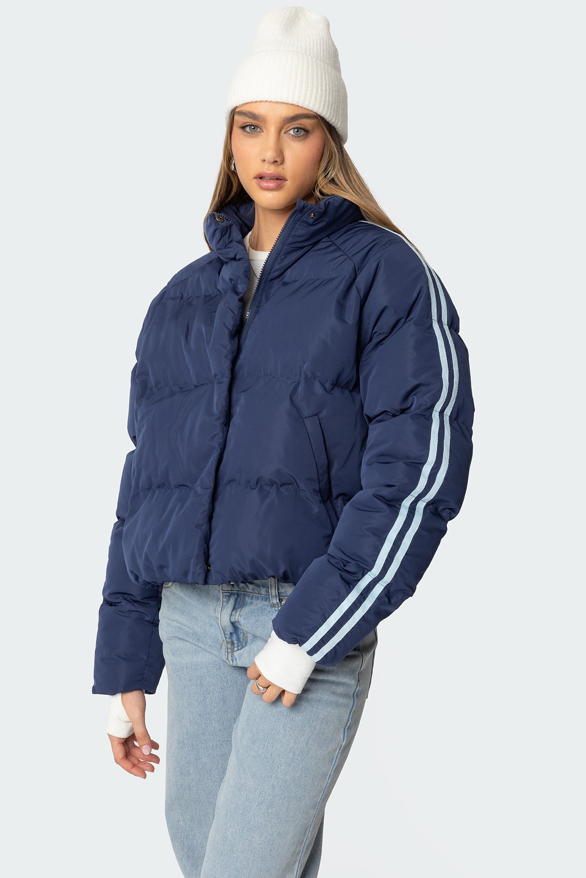 Sherry Side Striped Puffer Jacket-Milans Time