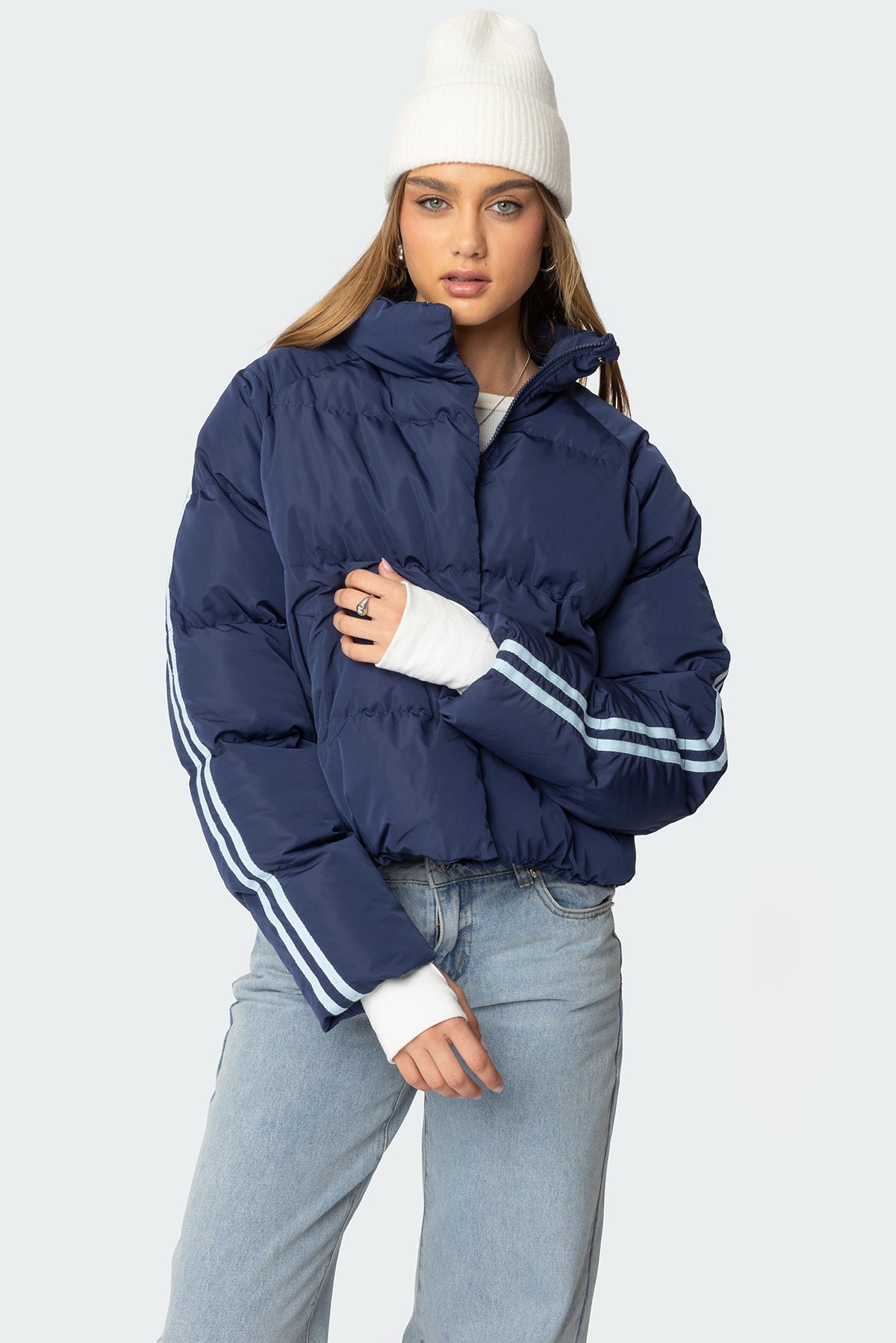 Sherry Side Striped Puffer Jacket-Milans Time