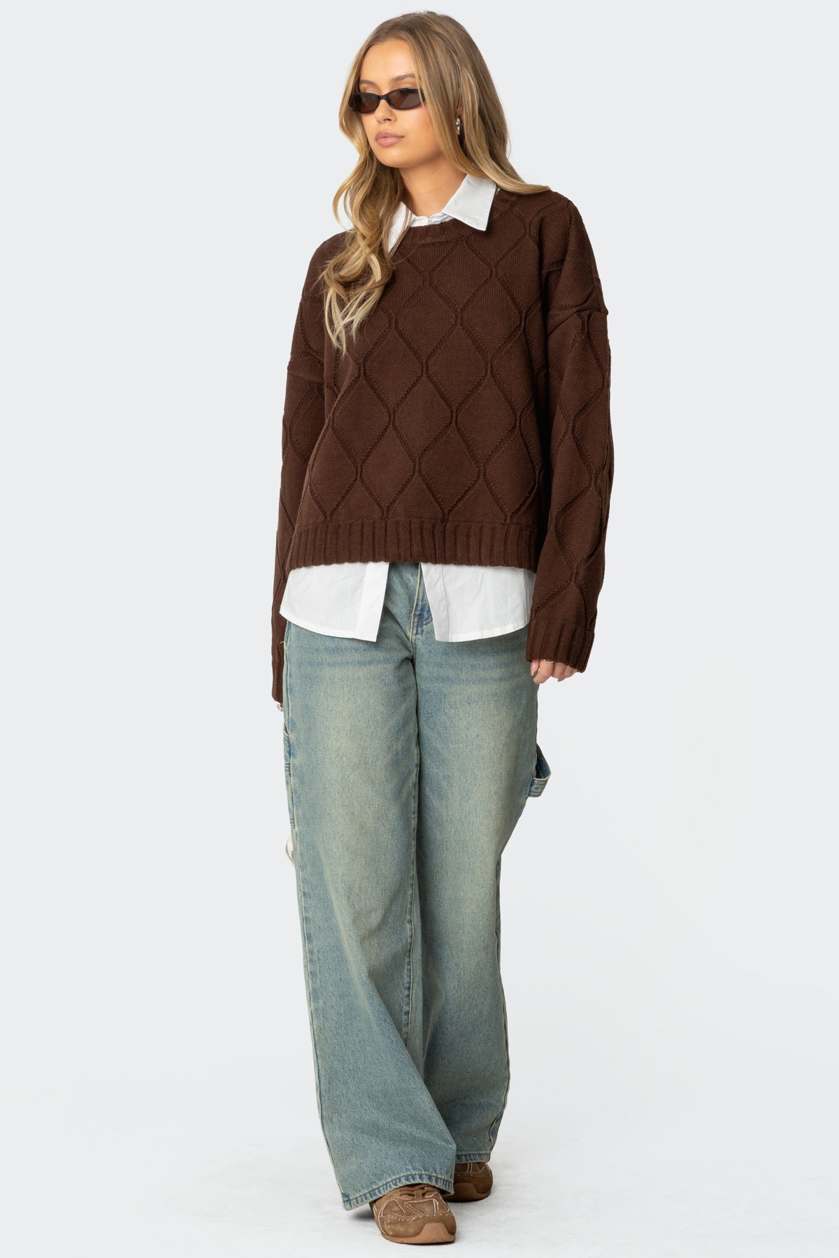 Cass Oversized Textured Knit Sweater-Milans Time
