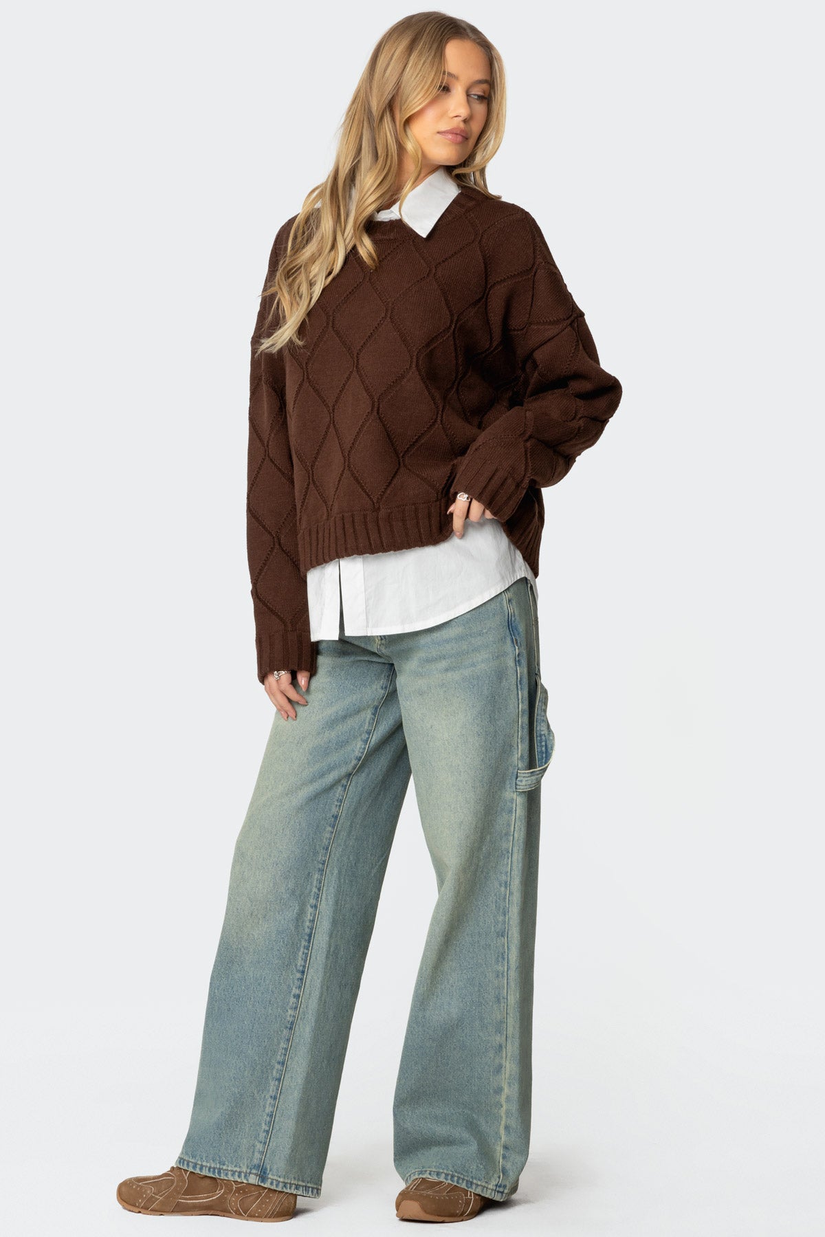 Cass Oversized Textured Knit Sweater-Milans Time
