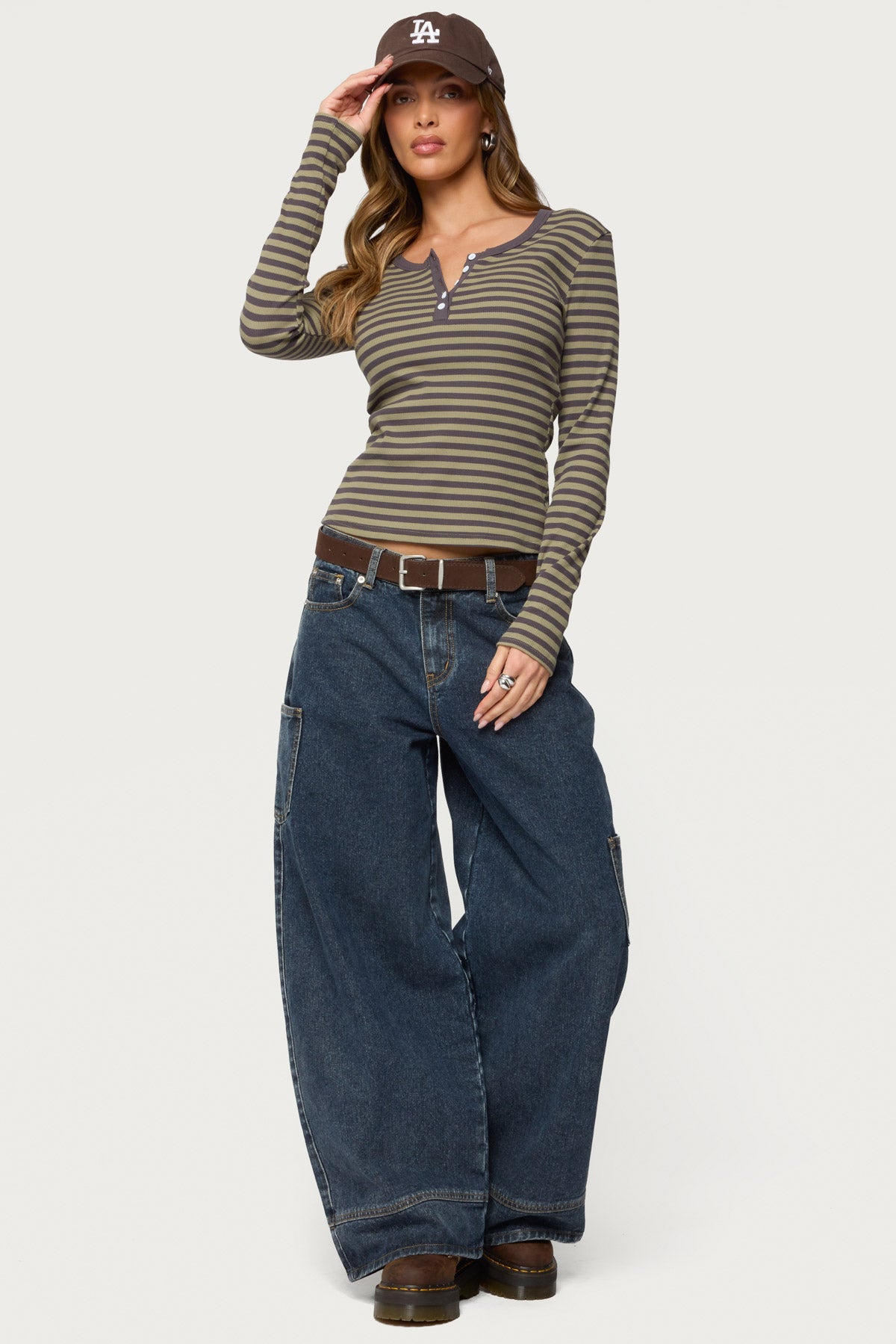 Roma Striped Henley Top-Milans Time