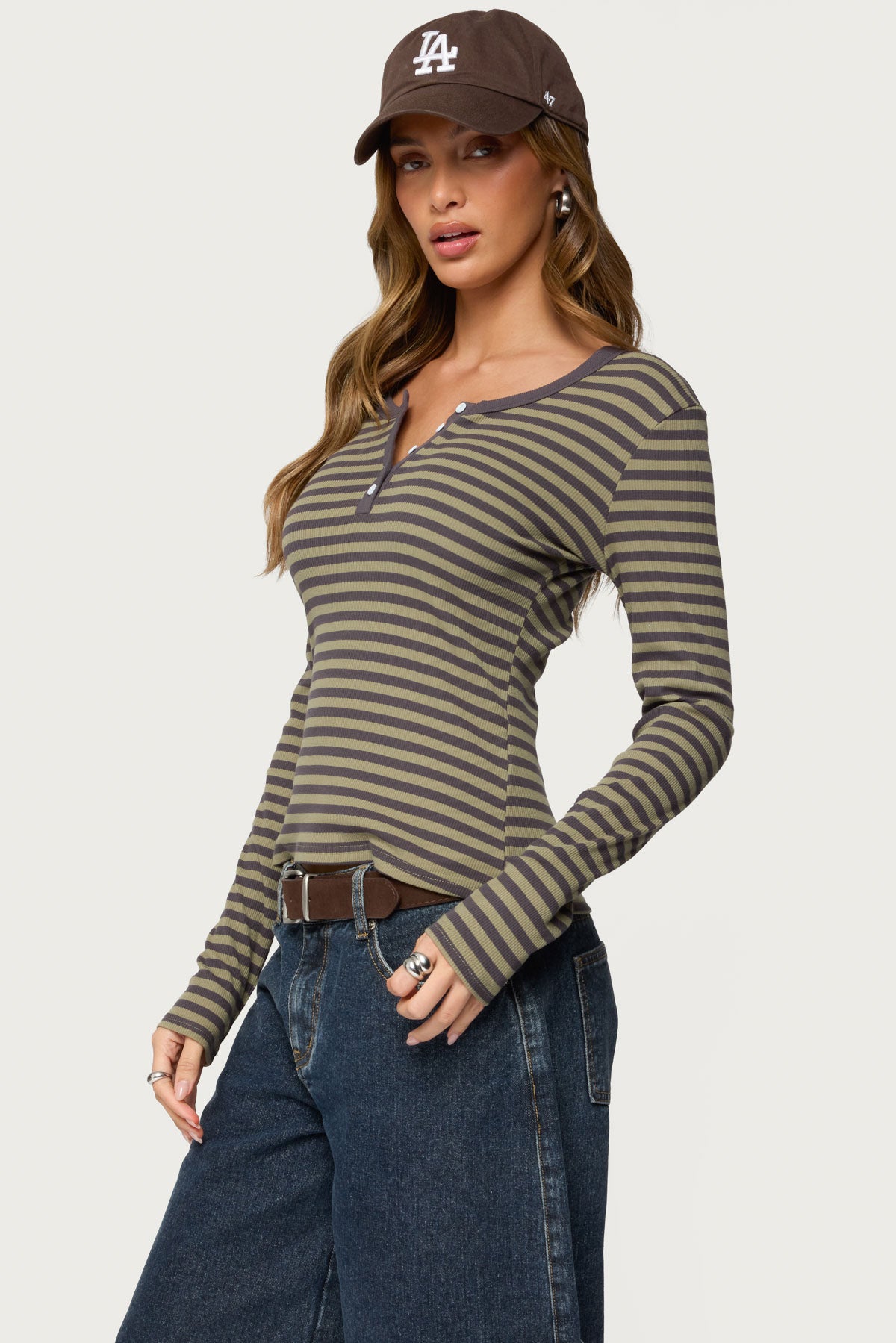 Roma Striped Henley Top-Milans Time