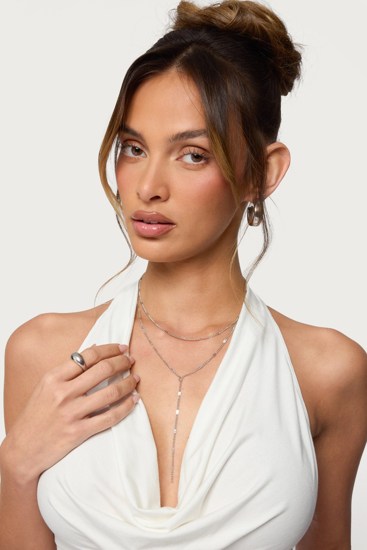 Cascading Disc Chain Layered Necklace-Milans Time