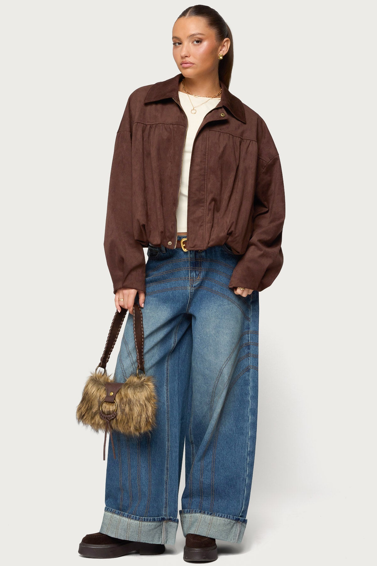 Cuffed Low Rise Baggy Jeans-Milans Time