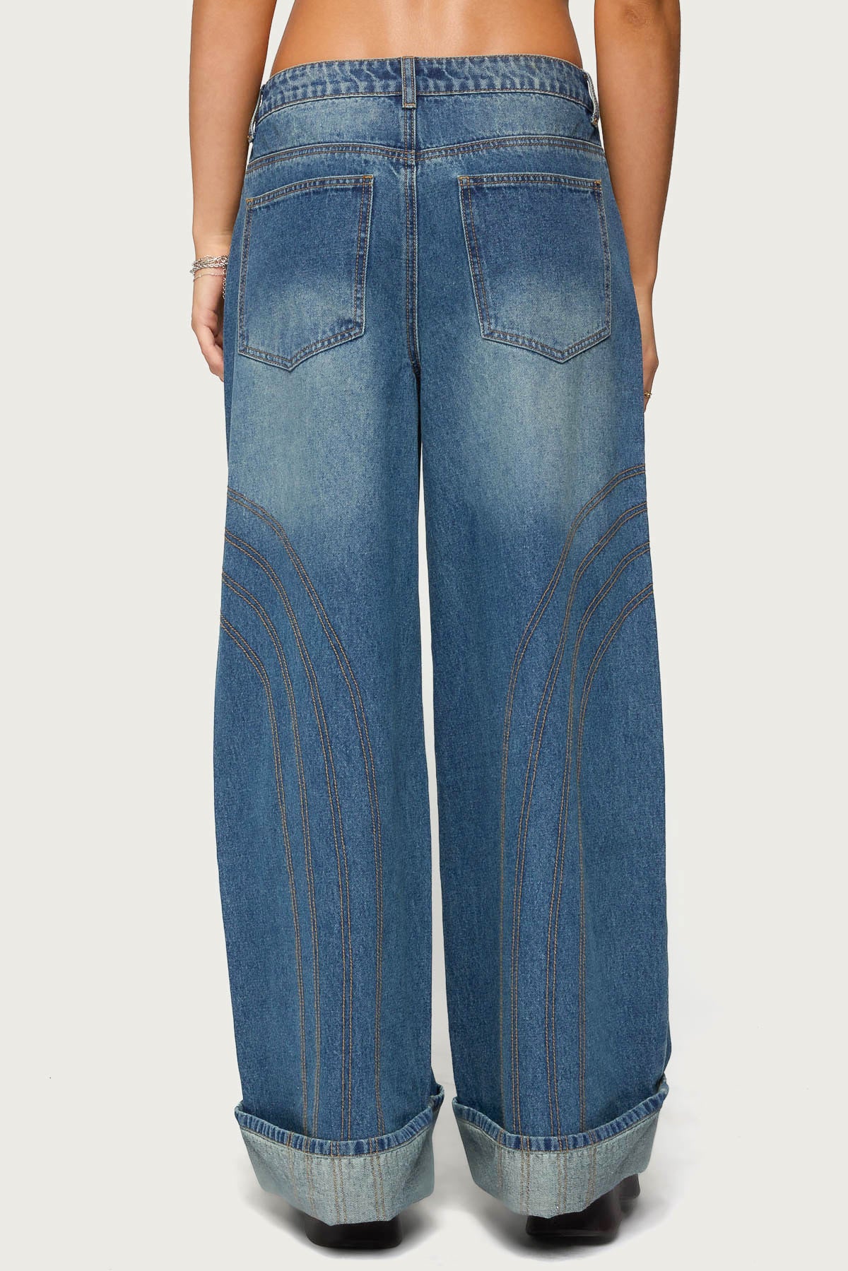 Cuffed Low Rise Baggy Jeans-Milans Time