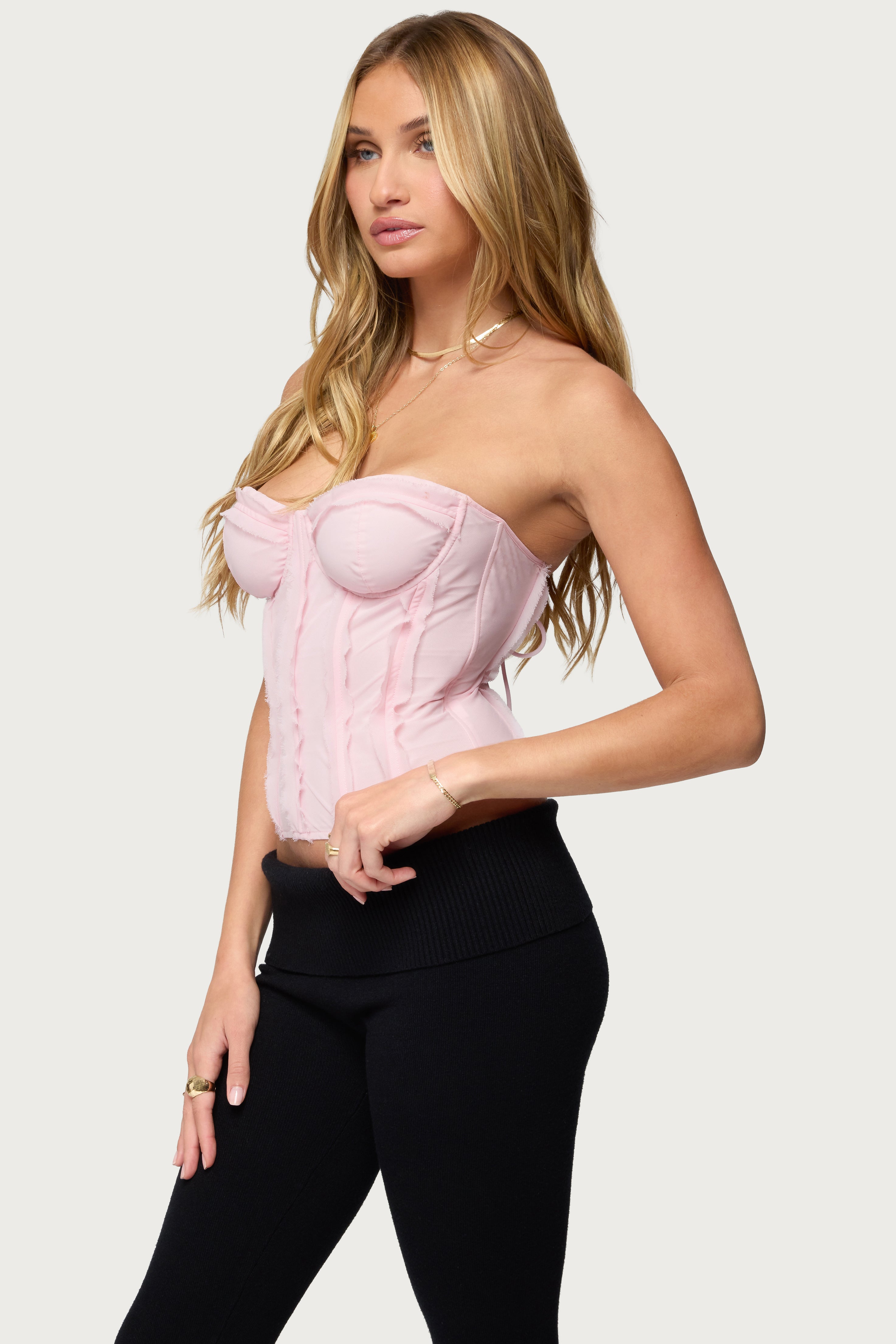 Naliah Raw Edge Strapless Corset-Milans Time