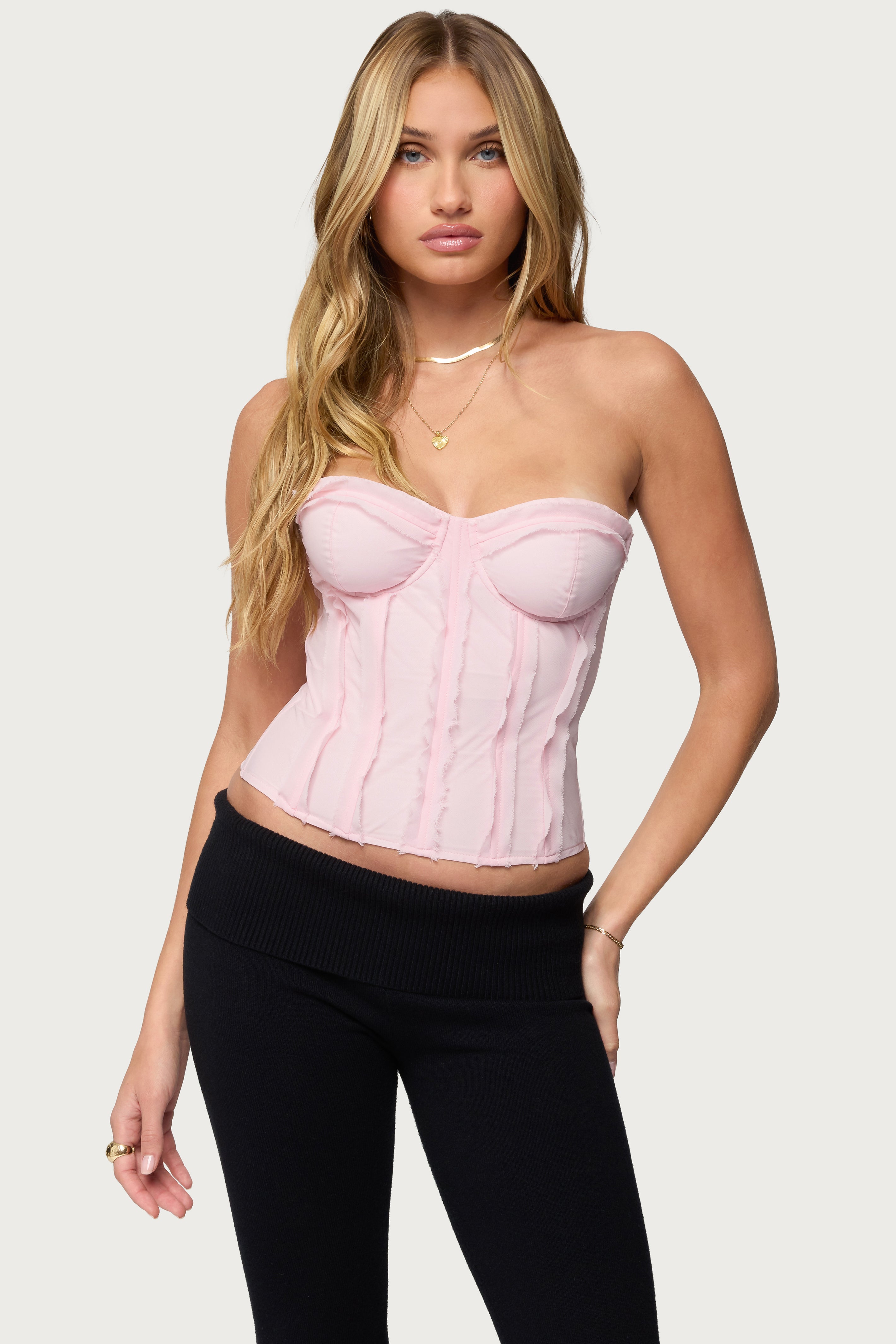 Naliah Raw Edge Strapless Corset-Milans Time