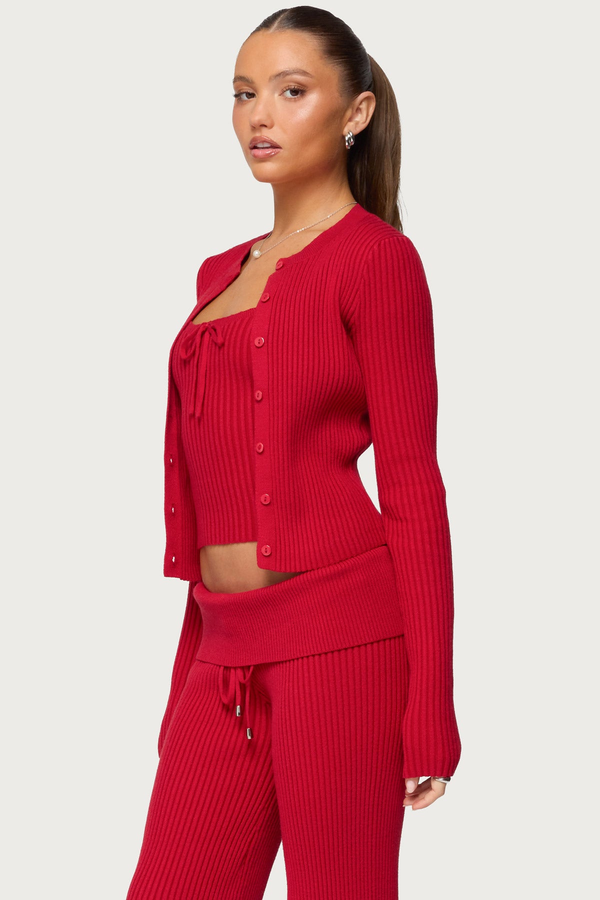 Adannah Ribbed Knit Button Up Cardigan-Milans Time