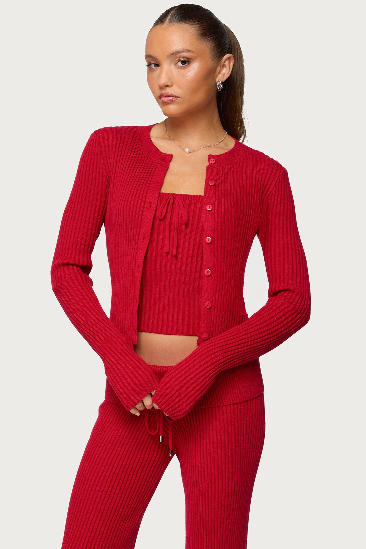 Adannah Ribbed Knit Button Up Cardigan-Milans Time