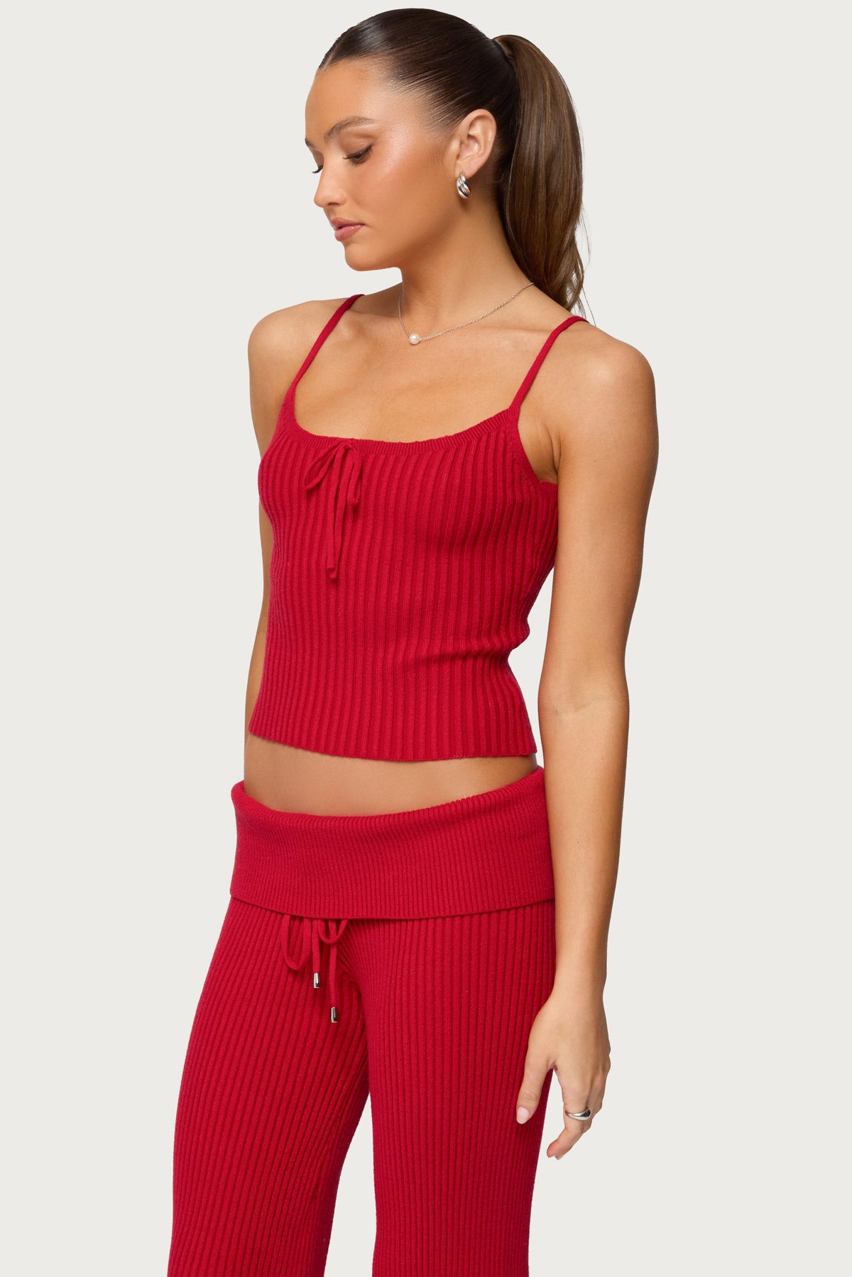 Adannah Tie Ribbed Knit Tank Top-Milans Time