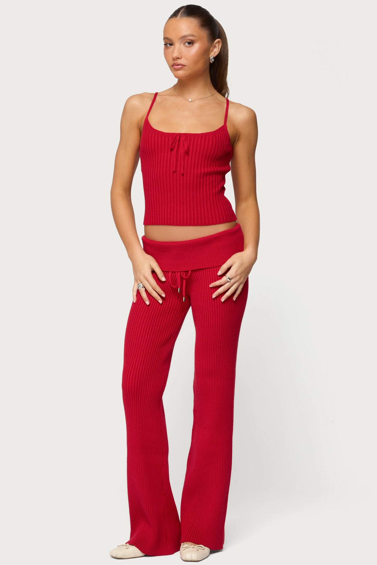 Adannah Foldover Ribbed Knit Pants-Milans Time